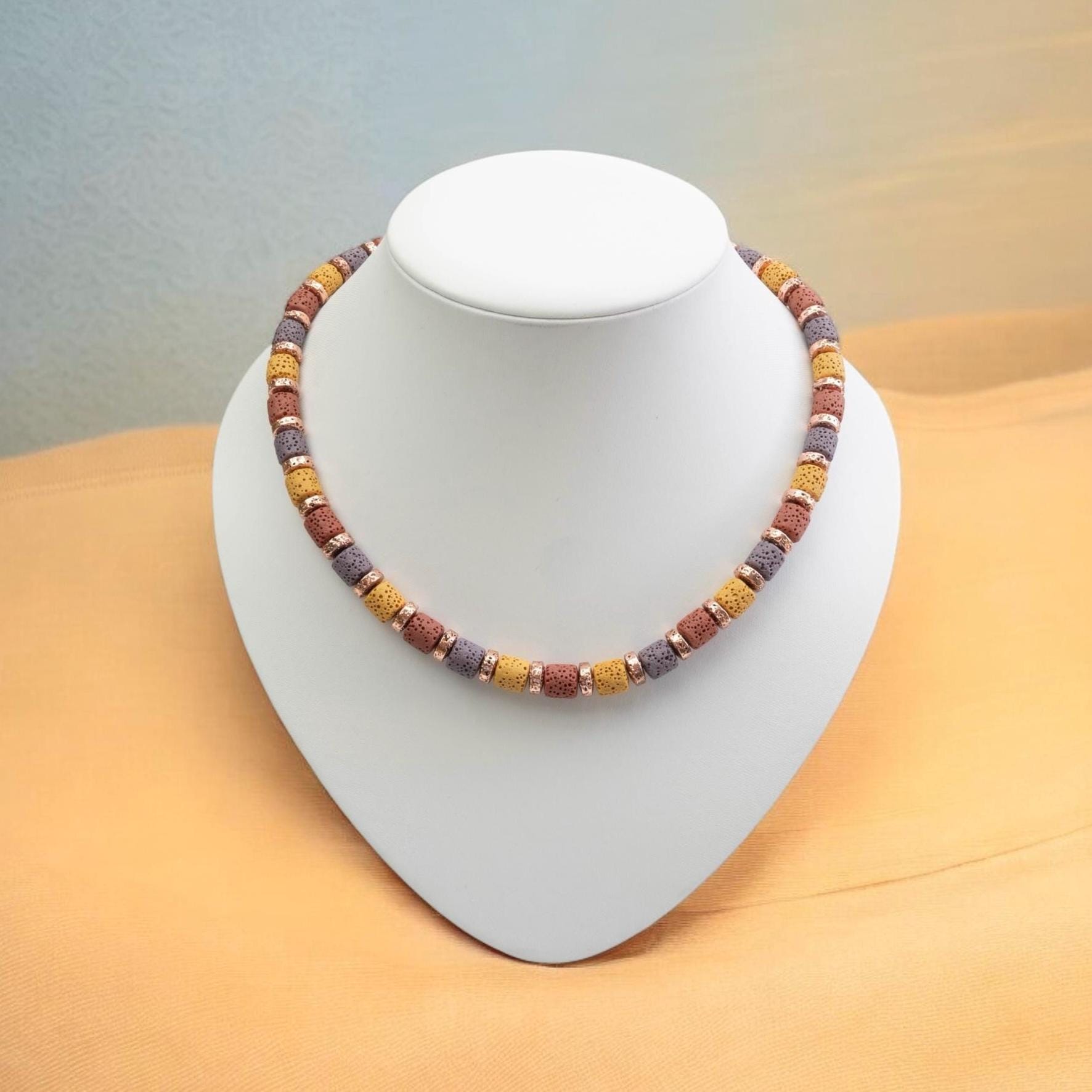 Bunte Lava Stein Kette - Perlenmieze