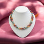 Bunte Perlenkette Damen Halskette Perlenmieze