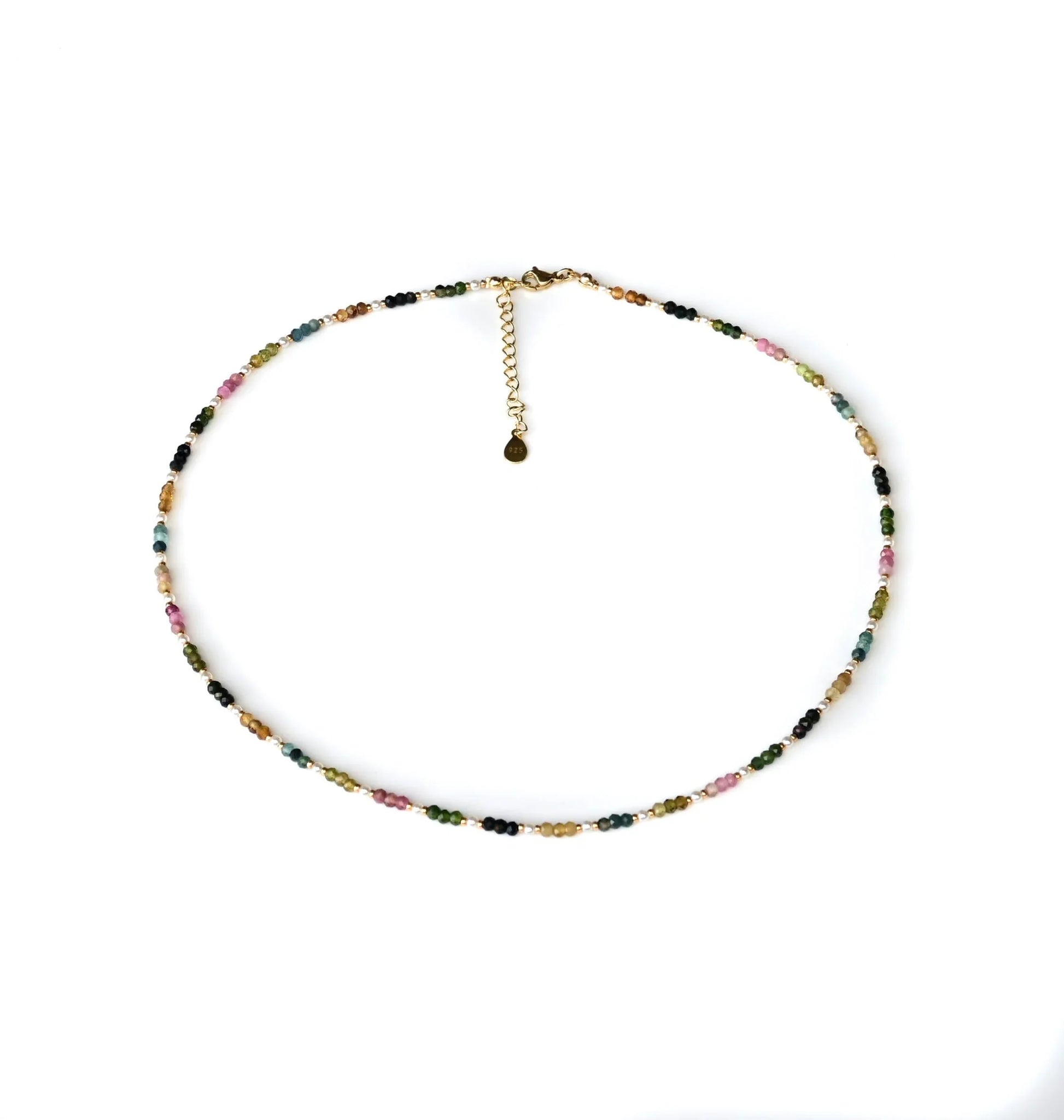 Turmalin Kette mit Crystal Perlen Halskette Perlenmieze