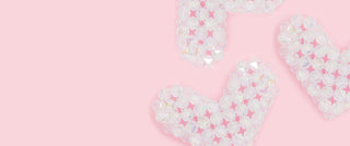 Banner mit Herzen aus Kristallen
