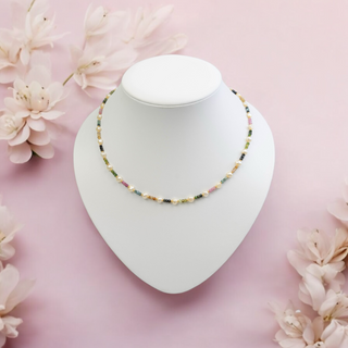Bunte Turmalin Kette mit Perlen