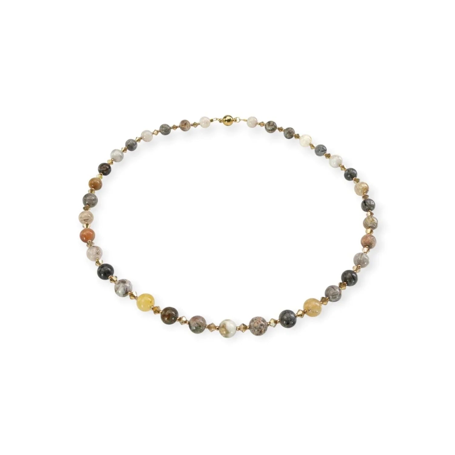 Achat Kette mit Kristallen Halskette Perlenmieze