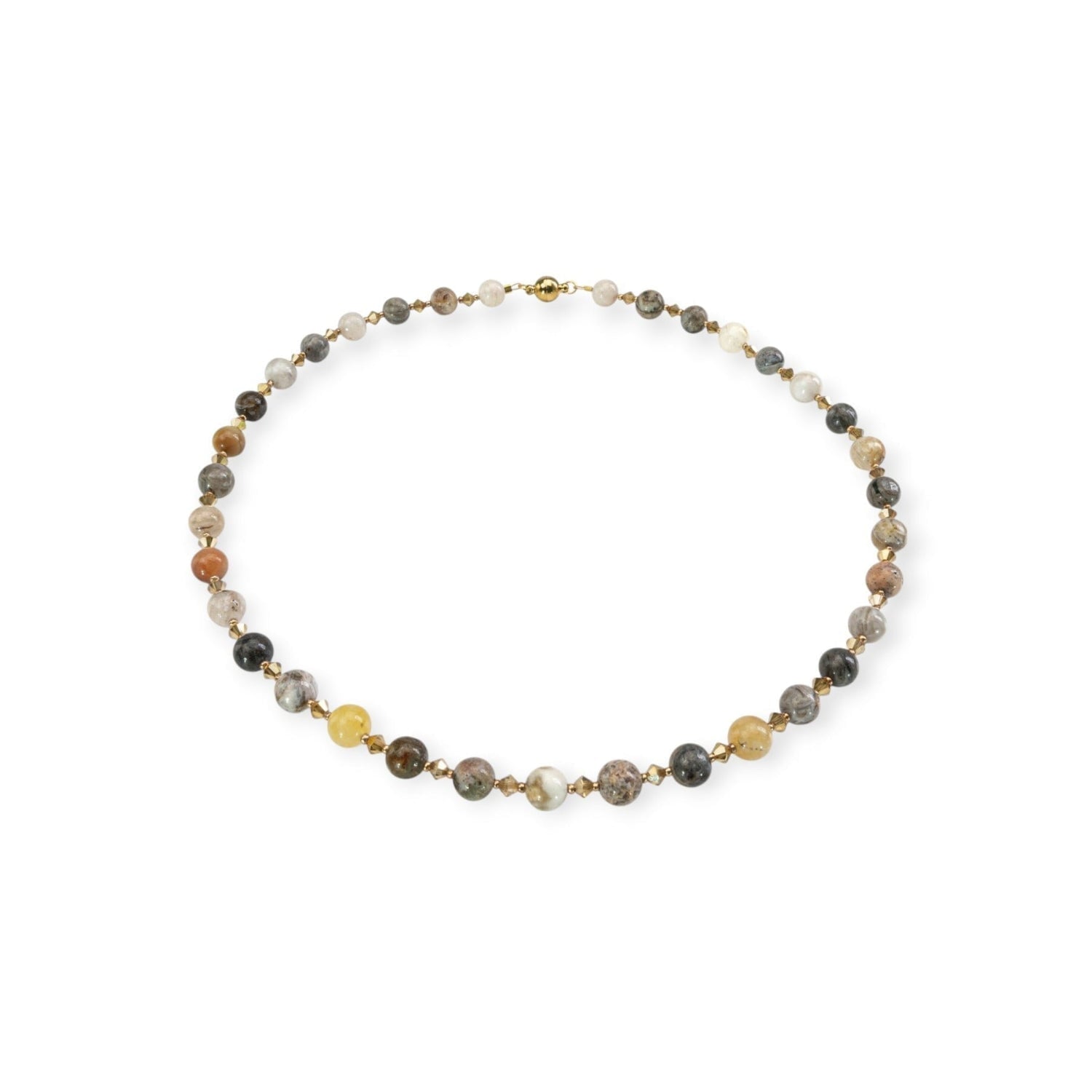 Achat Kette mit Kristallen Halskette Perlenmieze 