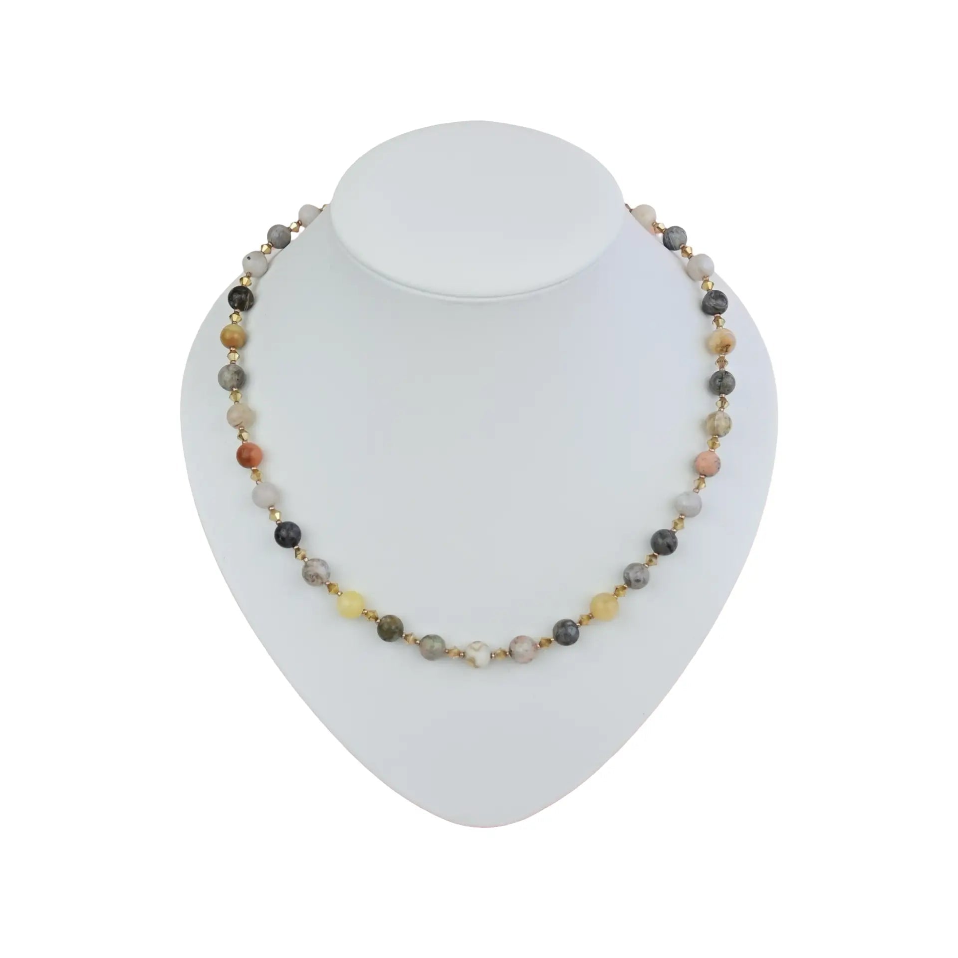 Achat Kette mit Kristallen - Perlenmieze