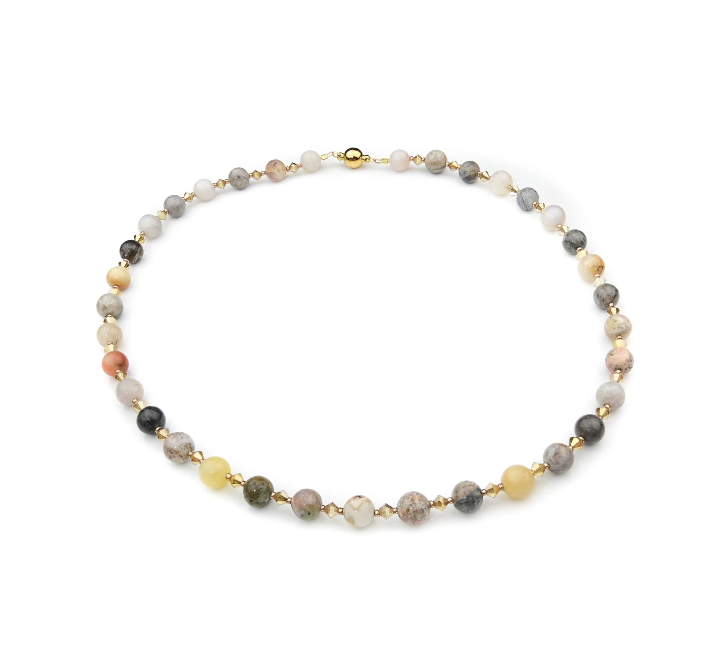 Achat Kette mit Kristallen Perlenmieze