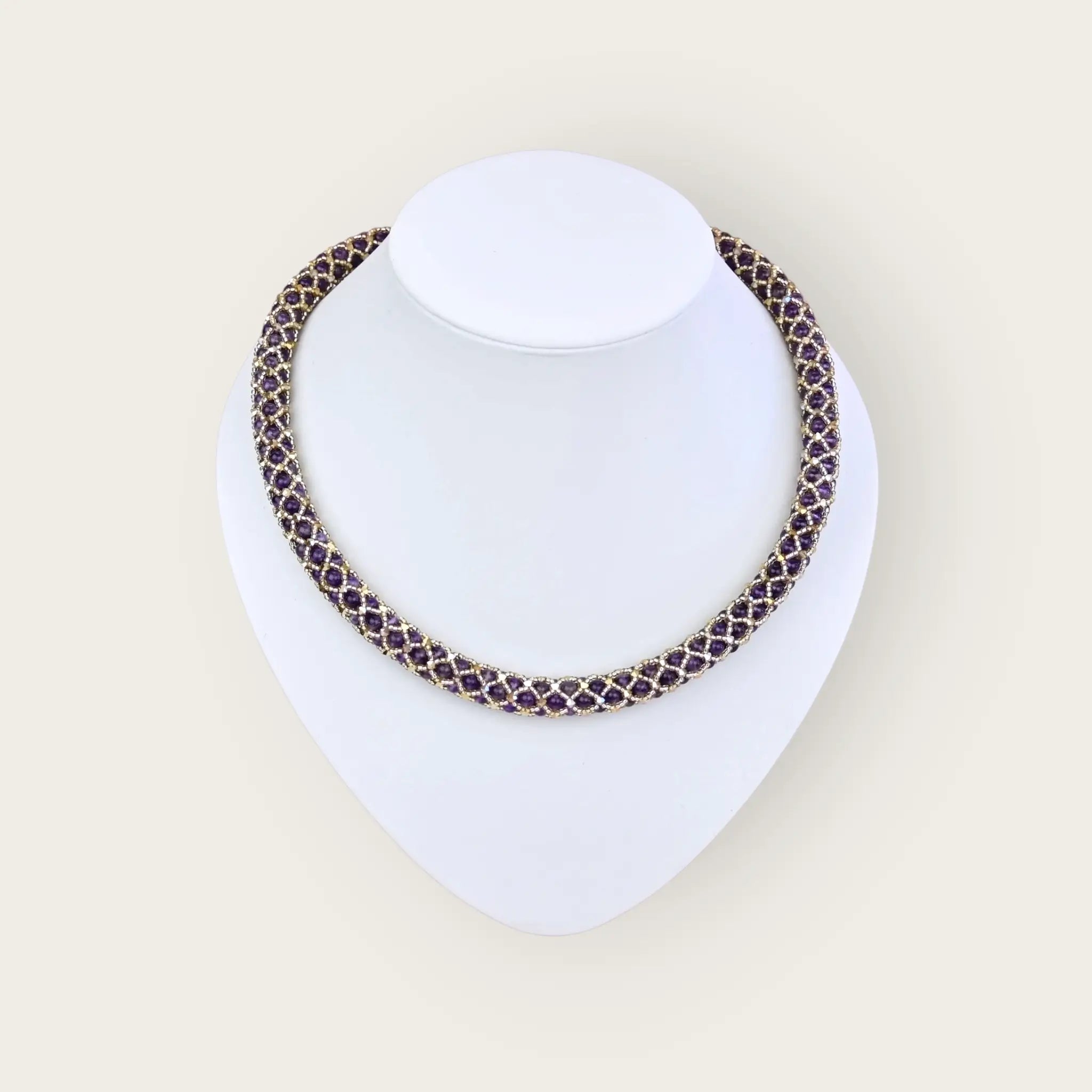 Amethyst halskette in mesh optik - perlenmieze