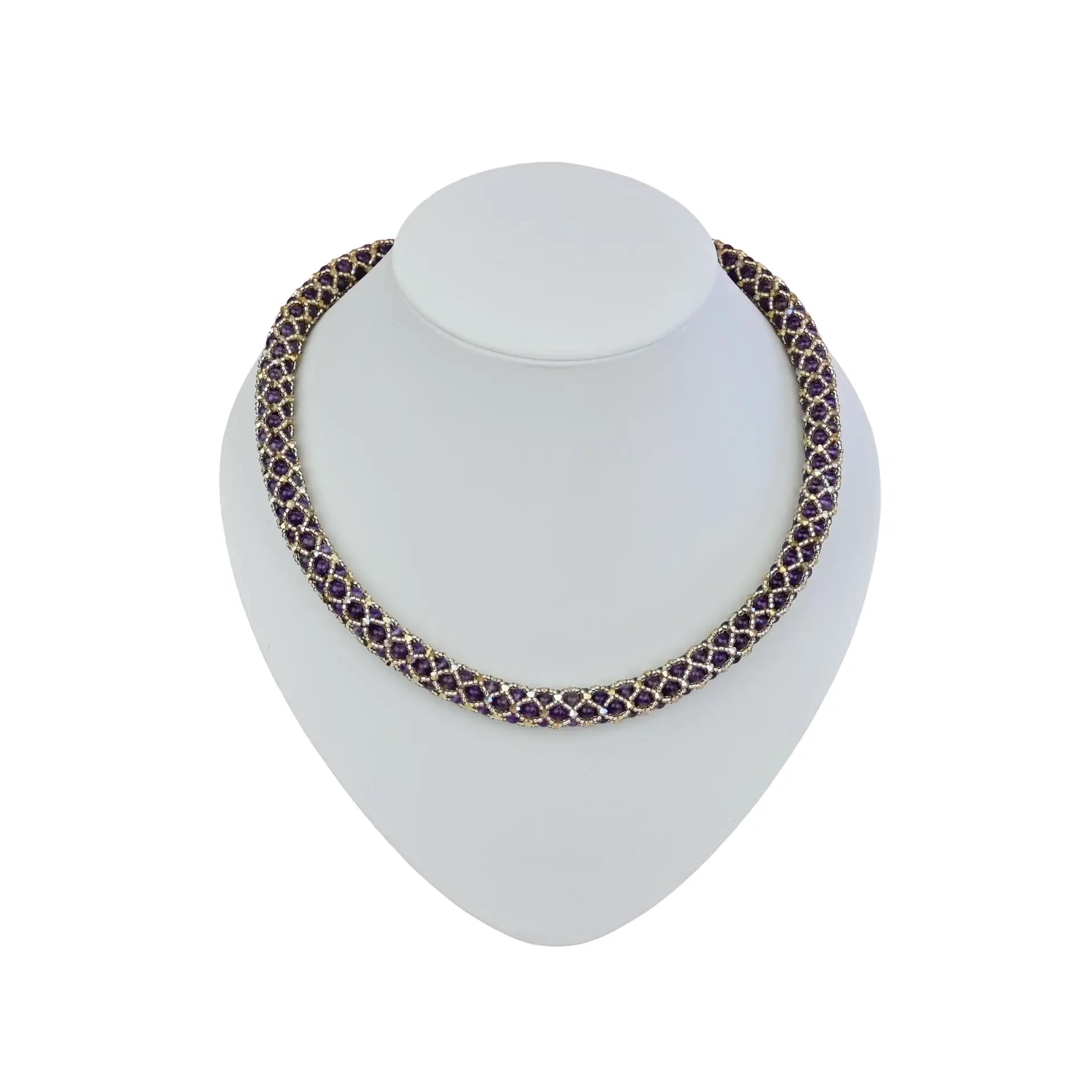 Amethyst Halskette in Mesh Optik - Perlenmieze