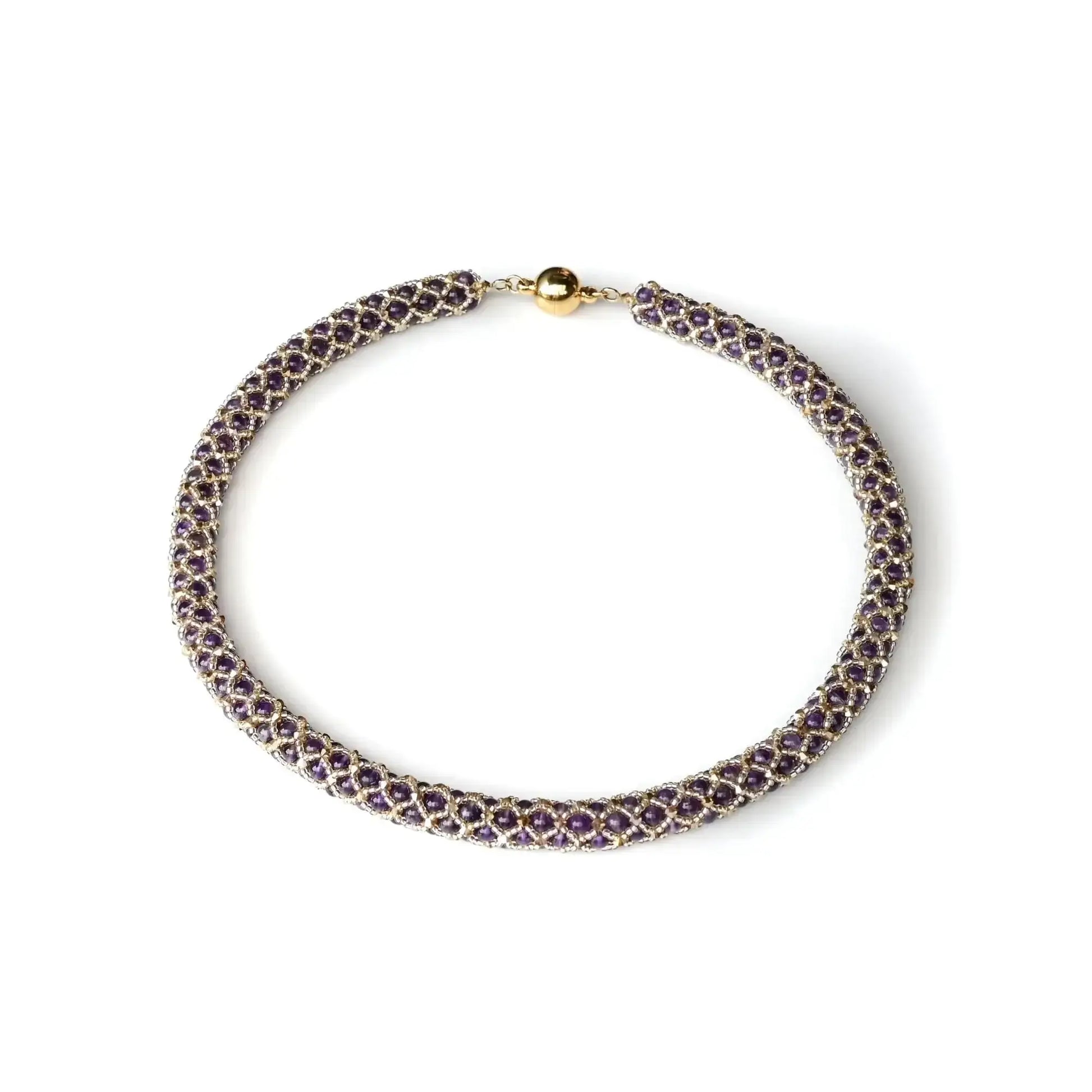 Amethyst halskette in mesh optik - perlenmieze
