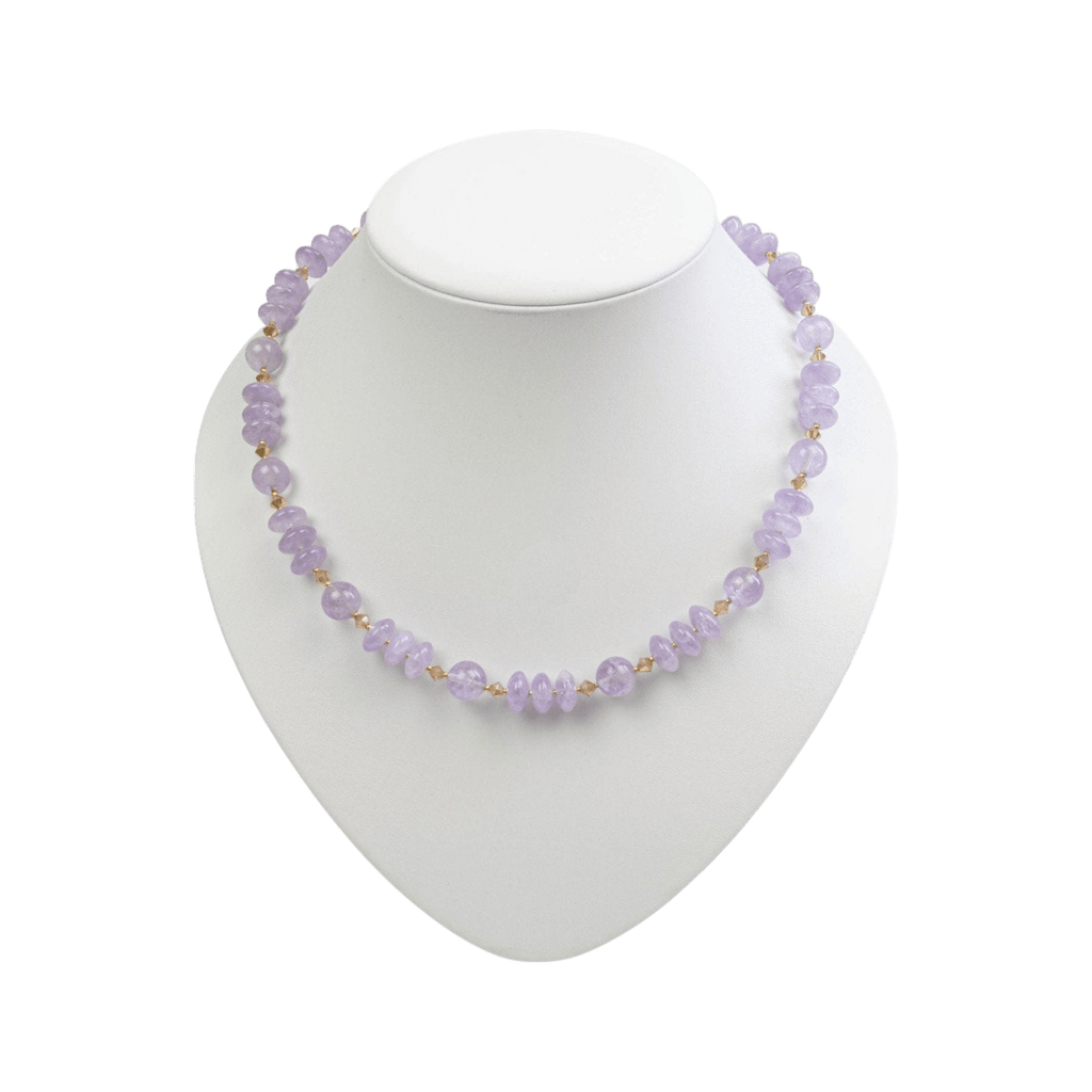 Amethyst Kette mit Kristallen Halskette Perlenmieze 