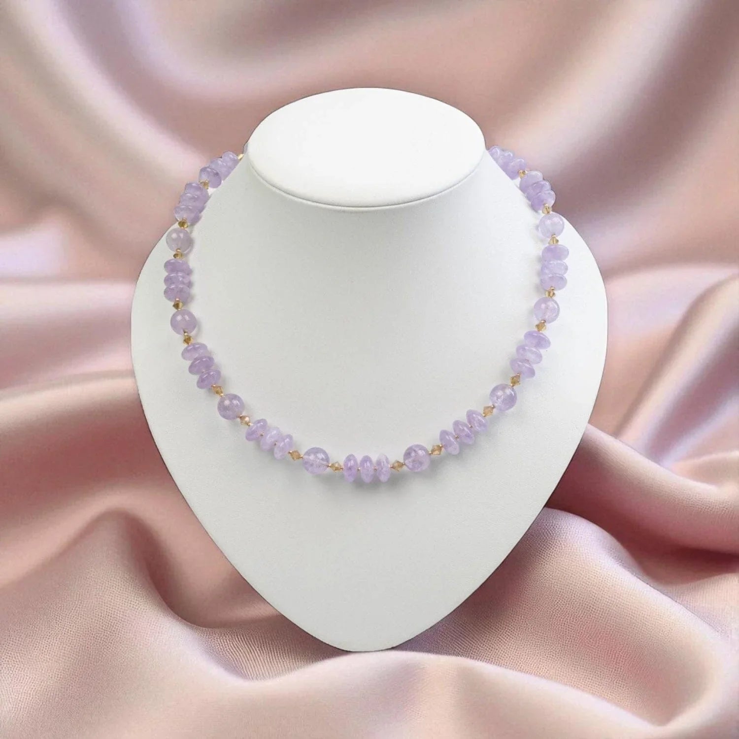 Amethyst Kette mit Kristallen Halskette Perlenmieze
