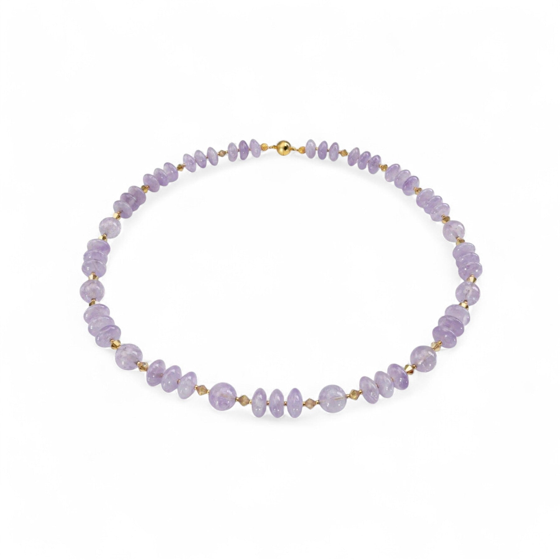 Amethyst Kette mit Kristallen Halskette Perlenmieze