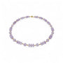 Amethyst Kette mit violetten Perlen und vergoldeten Kristallen, handgefertigt mit Magnetverschluss