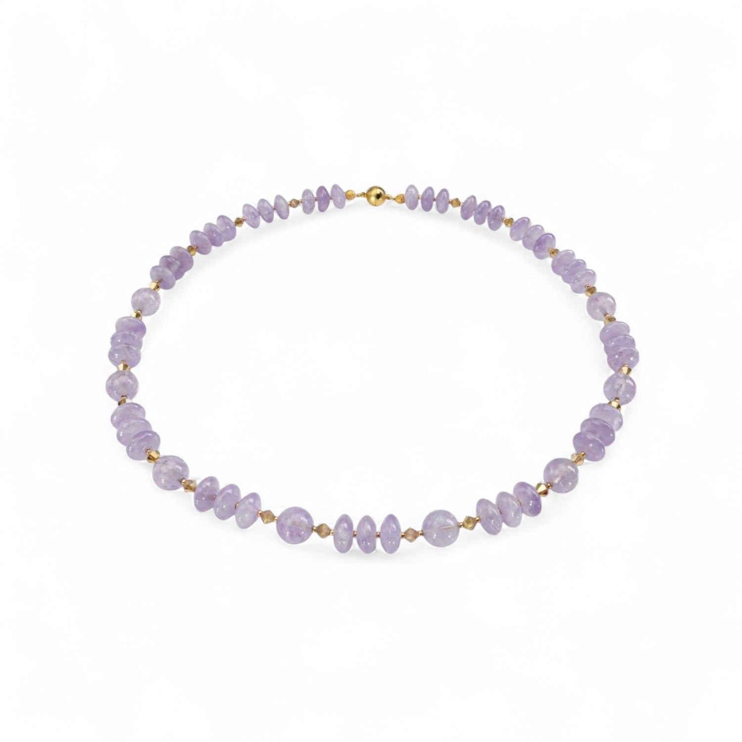Amethyst Kette mit Kristallen Halskette Perlenmieze 
