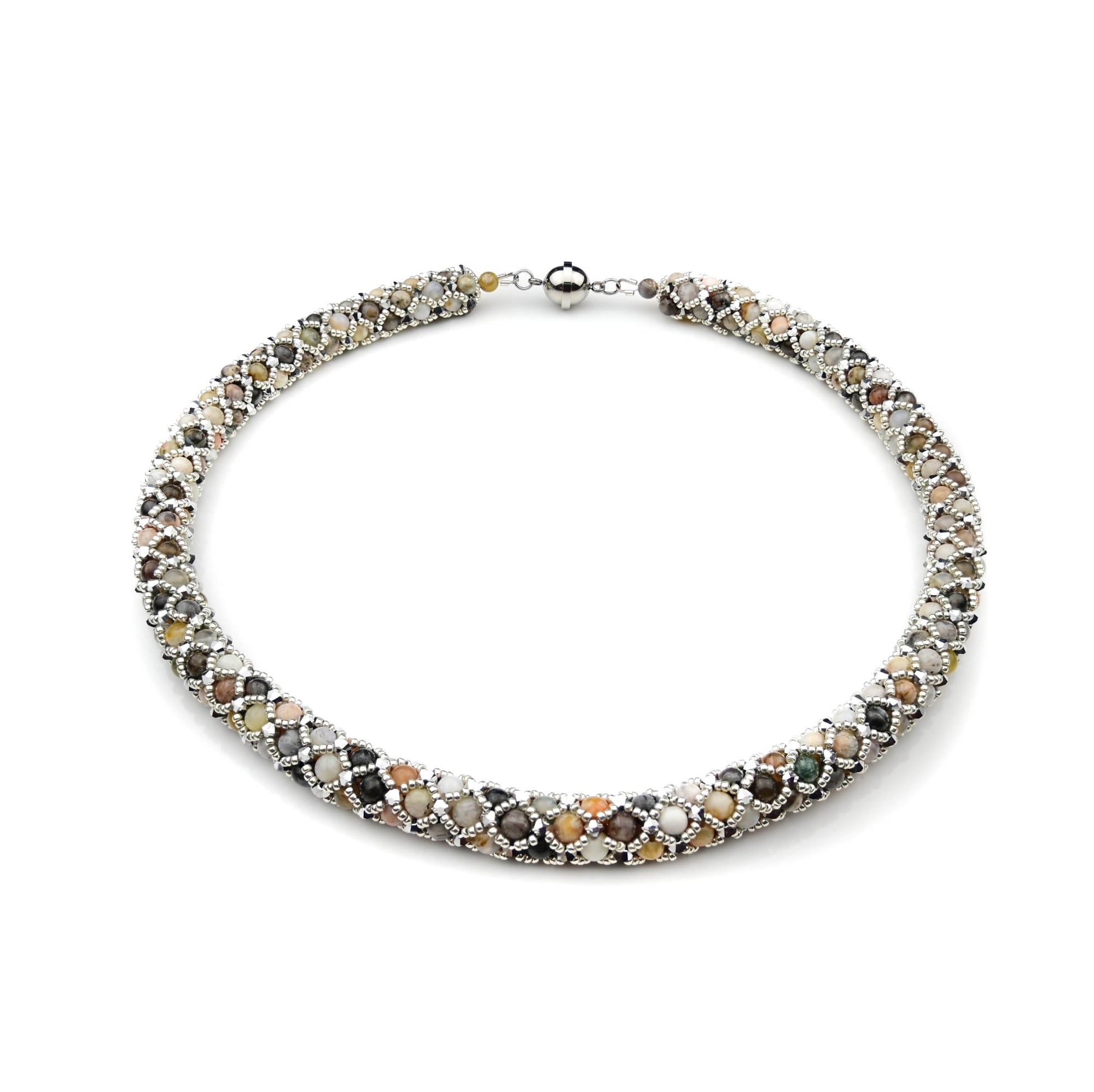 Bambusblatt Achat Kette von Perlenmieze