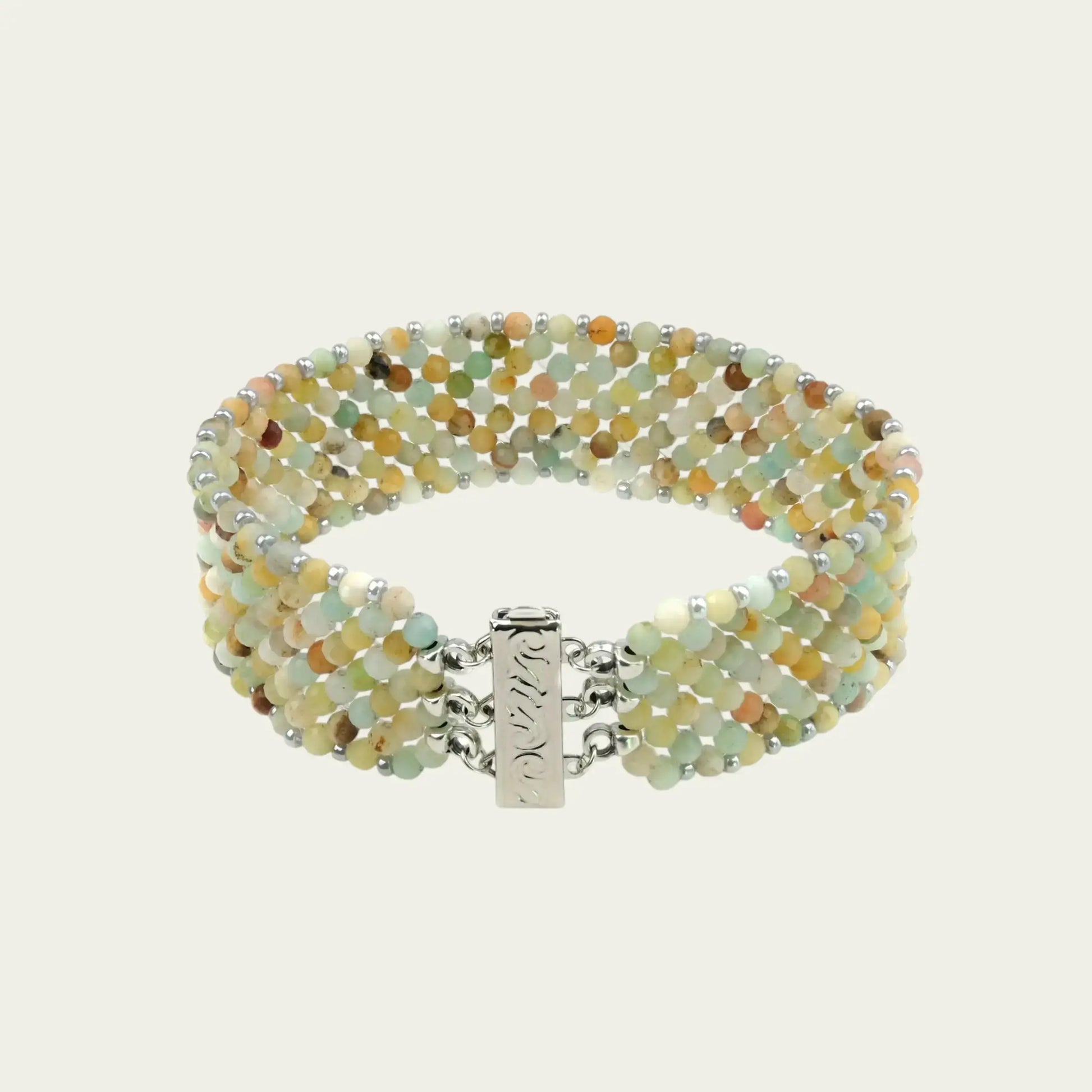 Breites armband aquamarin multicolor - perlenmieze