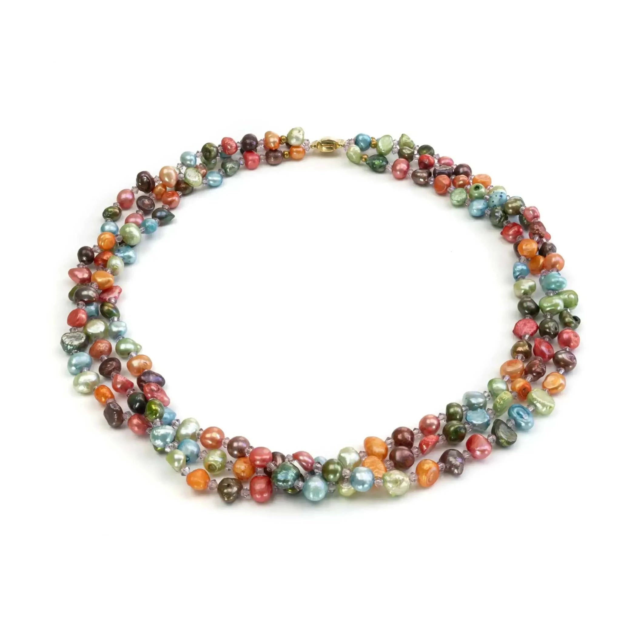 Bunte Perlenkette mit Kristallperlen für Damen, farbenfrohes Schmuckstück für Alltag und Abend
