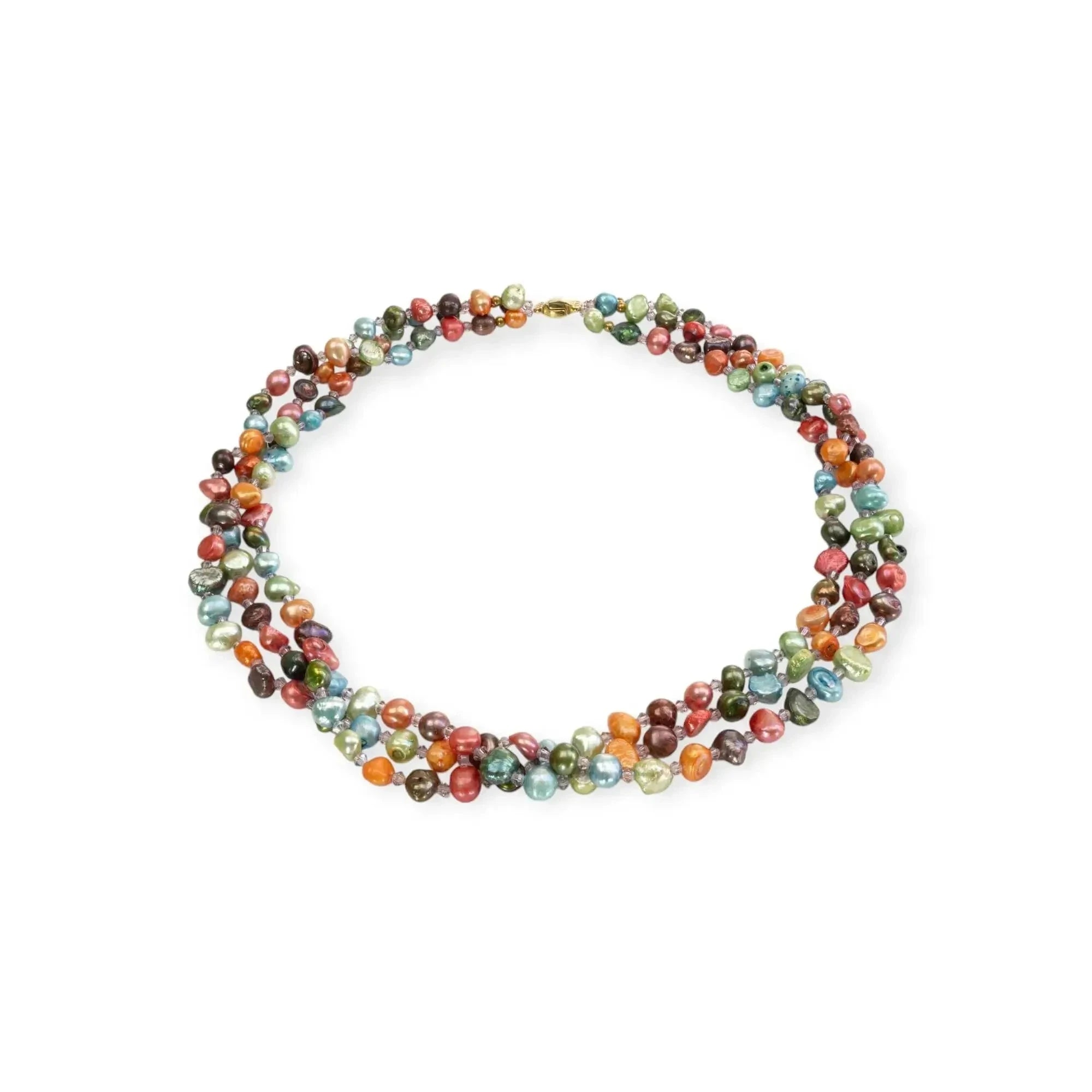 Bunte Perlenkette Damen Halskette Perlenmieze 