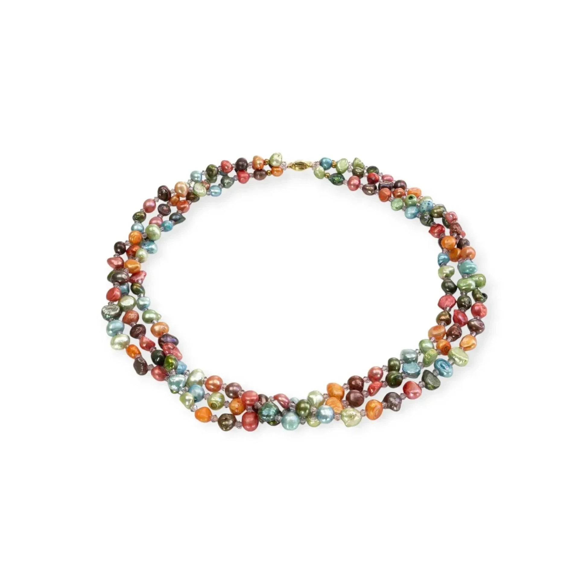 Bunte Perlenkette Damen Halskette Perlenmieze 