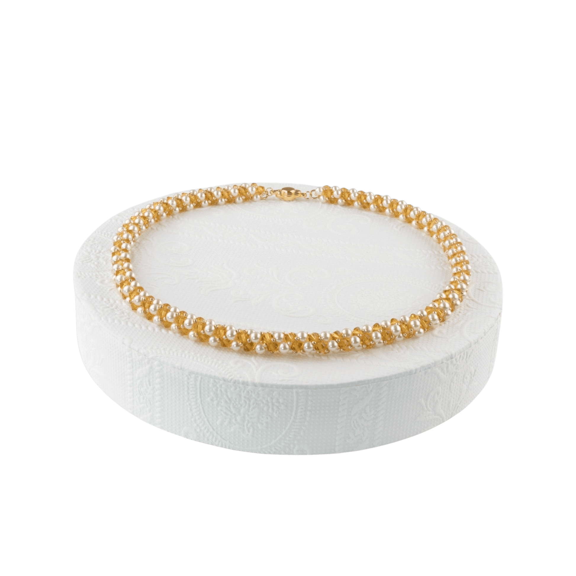 Damen Perlenkette mit Kristallen Halskette Perlenmieze 