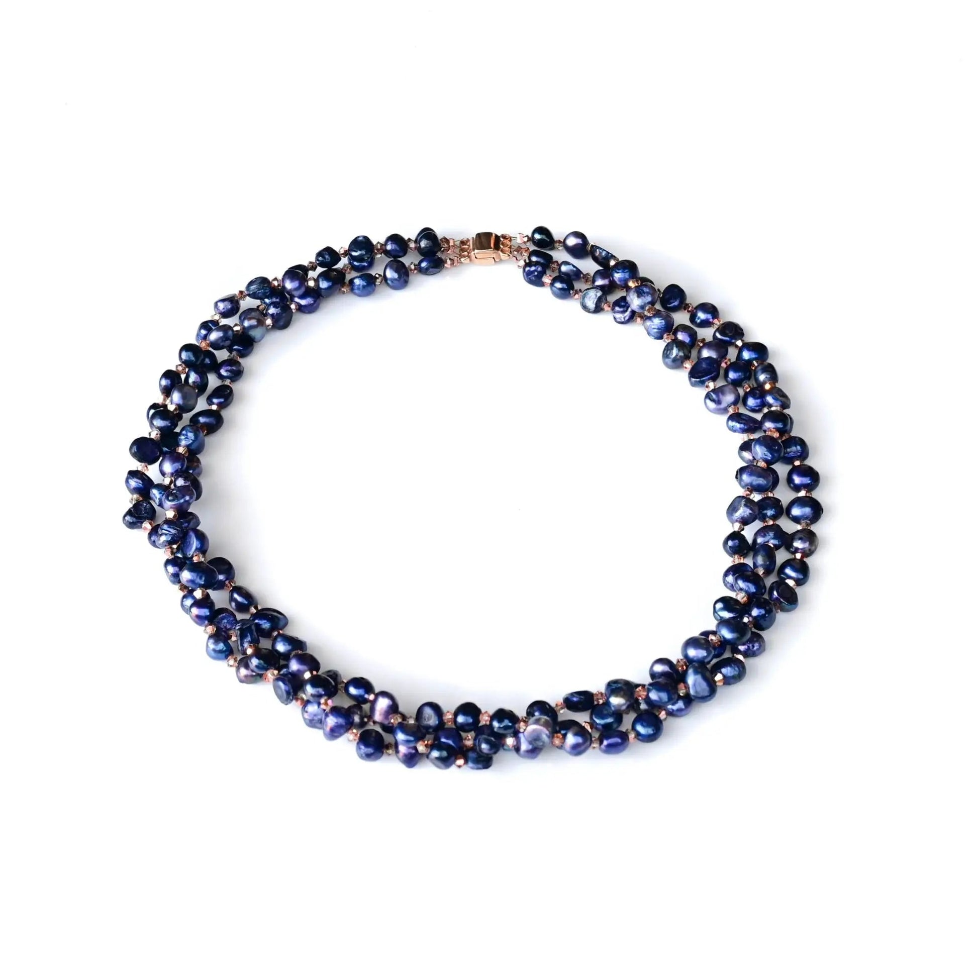 Dunkelblaue Perlenkette, mehrreihig - Perlenmieze