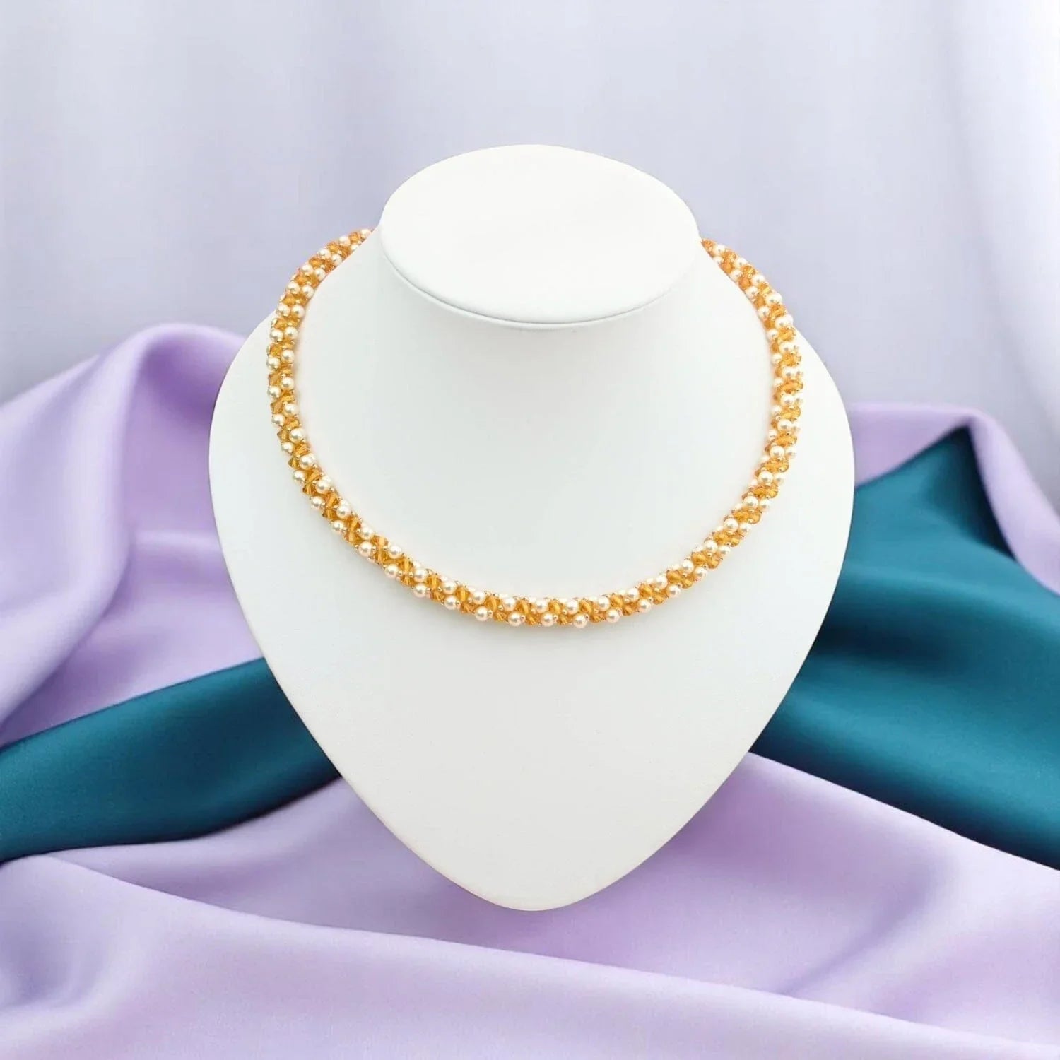 Elegante Damen Perlenkette Halskette Perlenmieze
