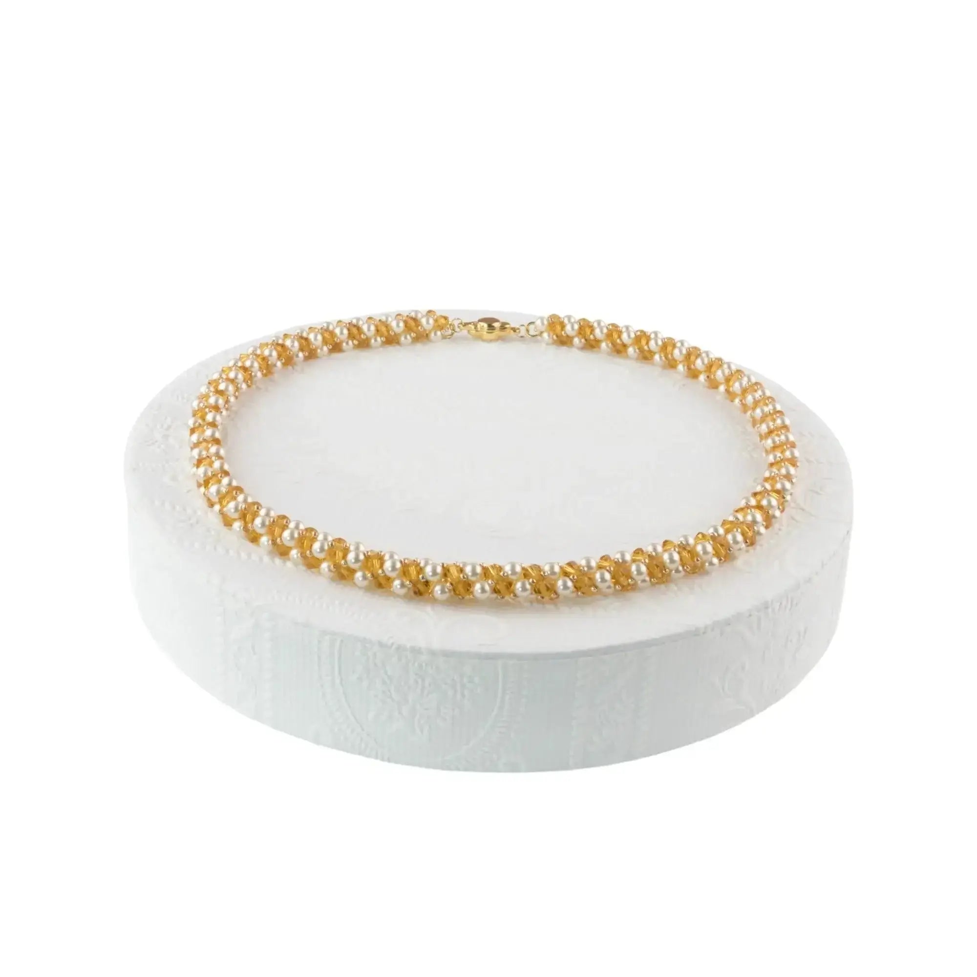 Elegante kette damen mit kristallen - perlenmieze