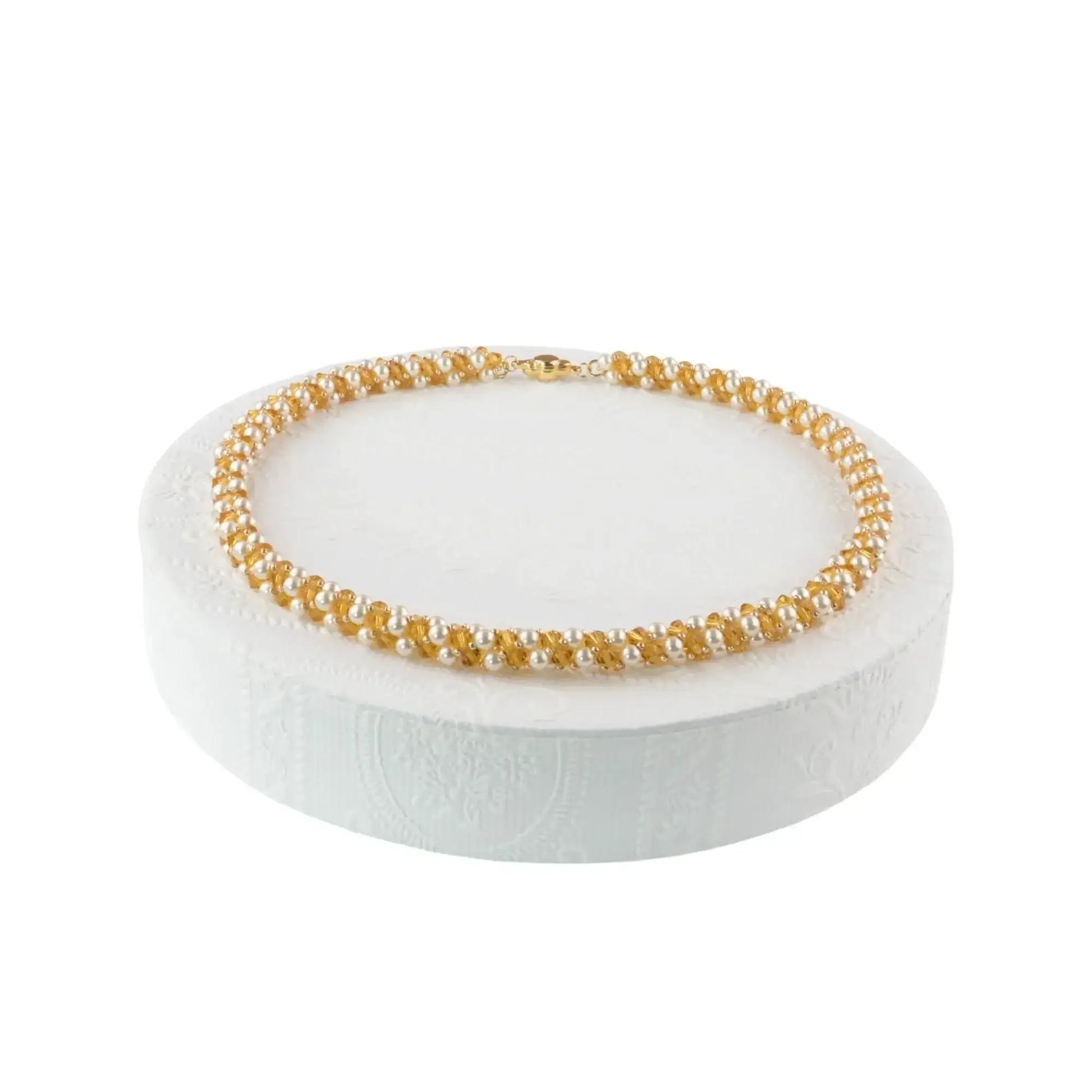 Elegante kette damen mit kristallen - perlenmieze