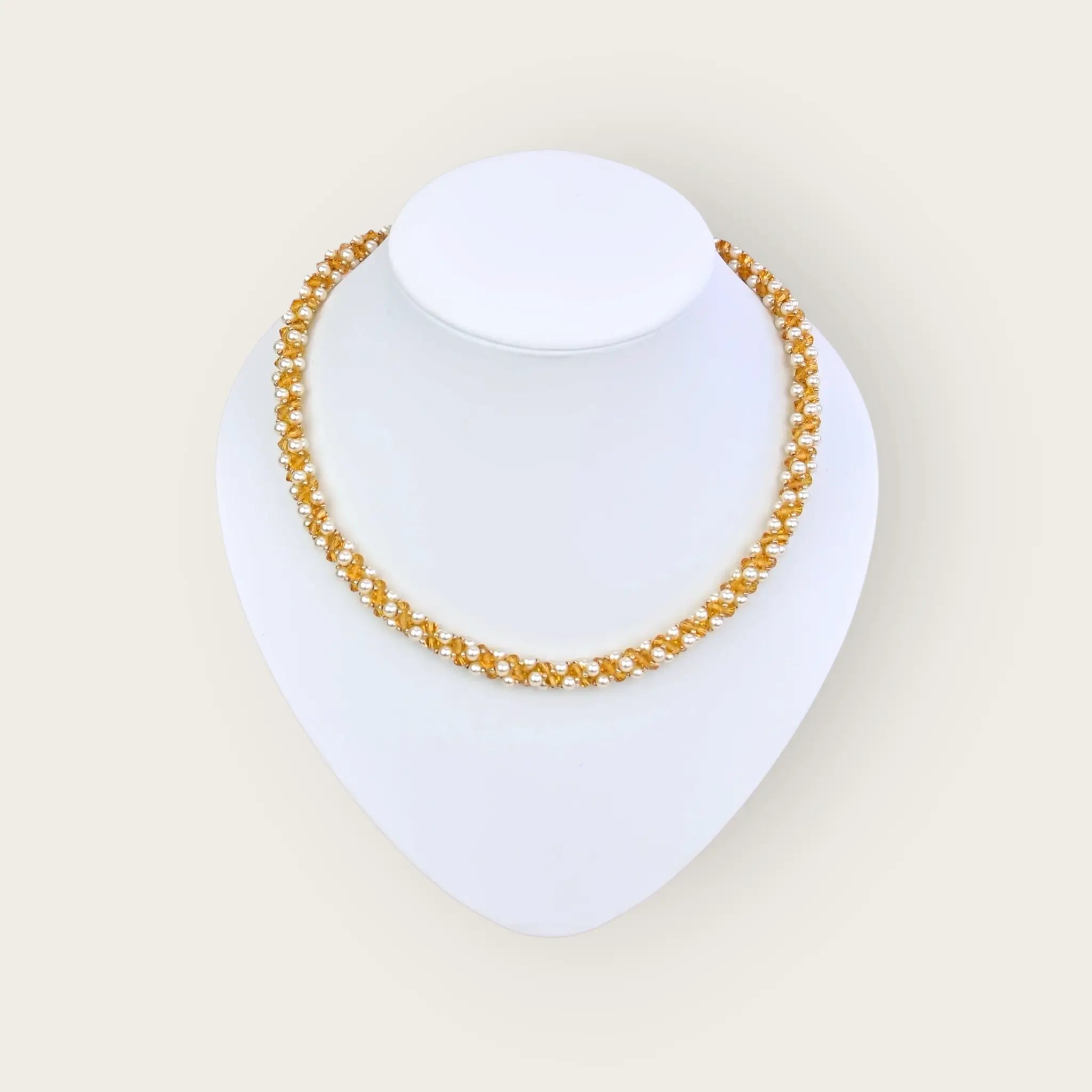 Elegante kette damen mit kristallen - perlenmieze