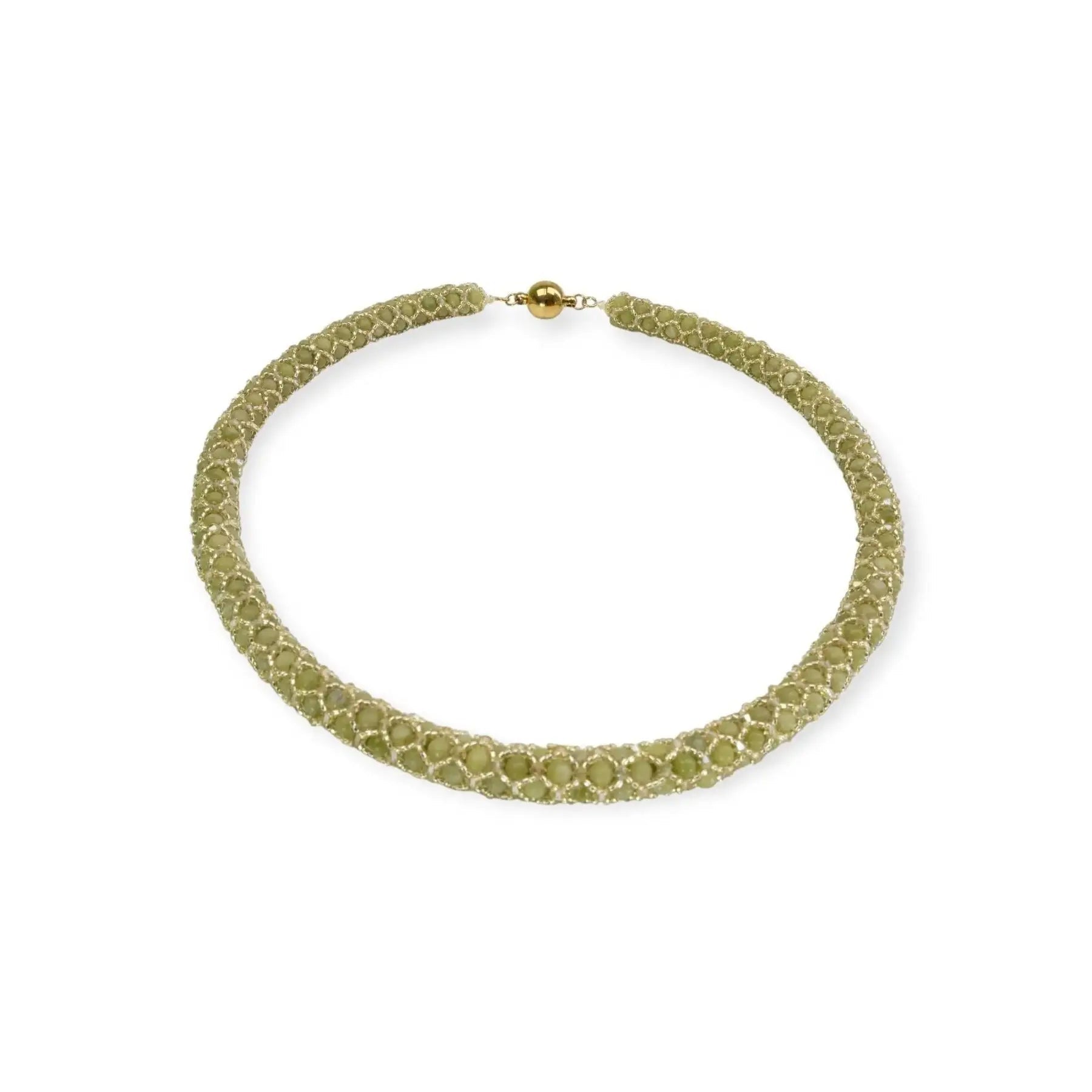 Elegante Peridot Kette in Netzoptik - Perlenmieze