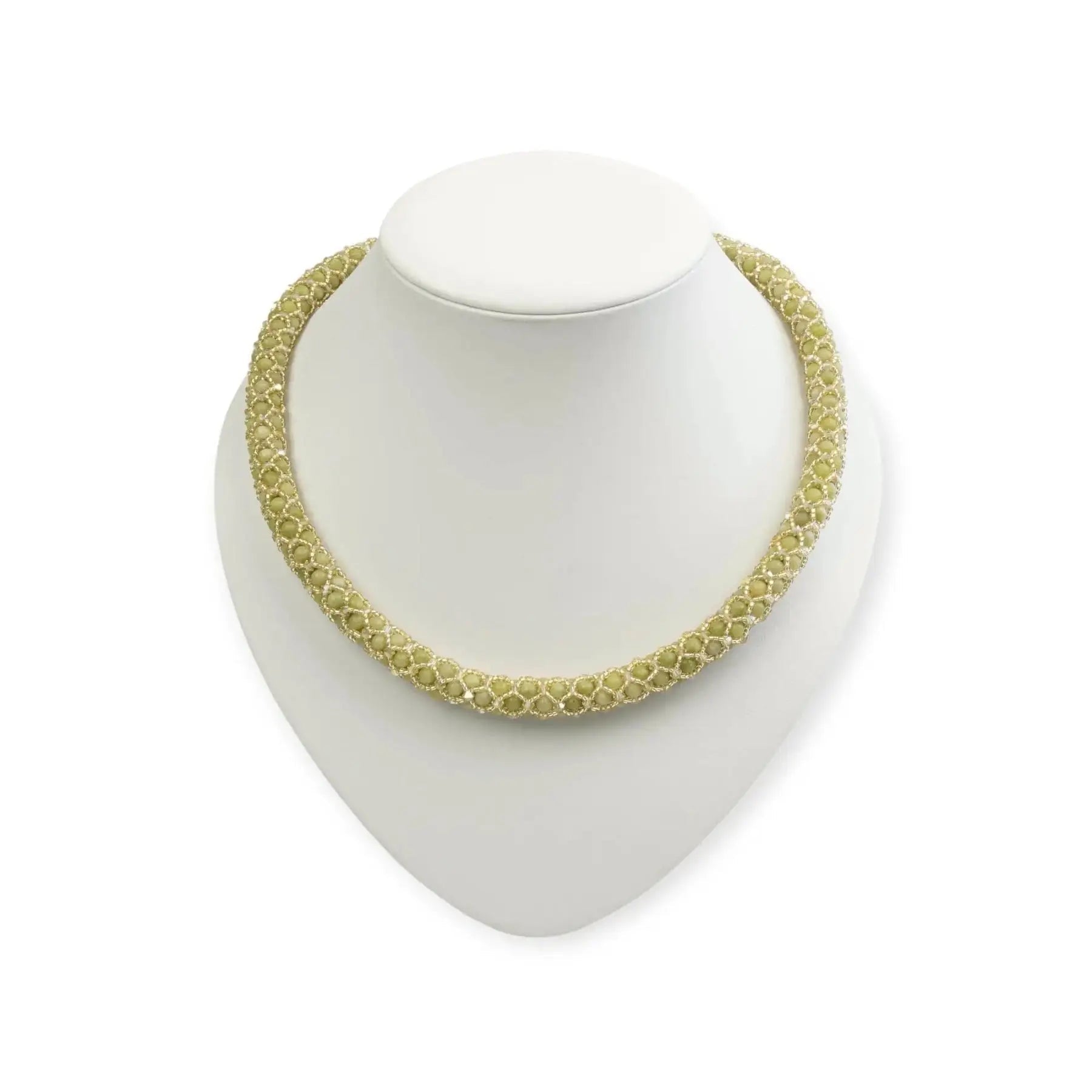 Elegante Peridot Kette in Netzoptik - Perlenmieze