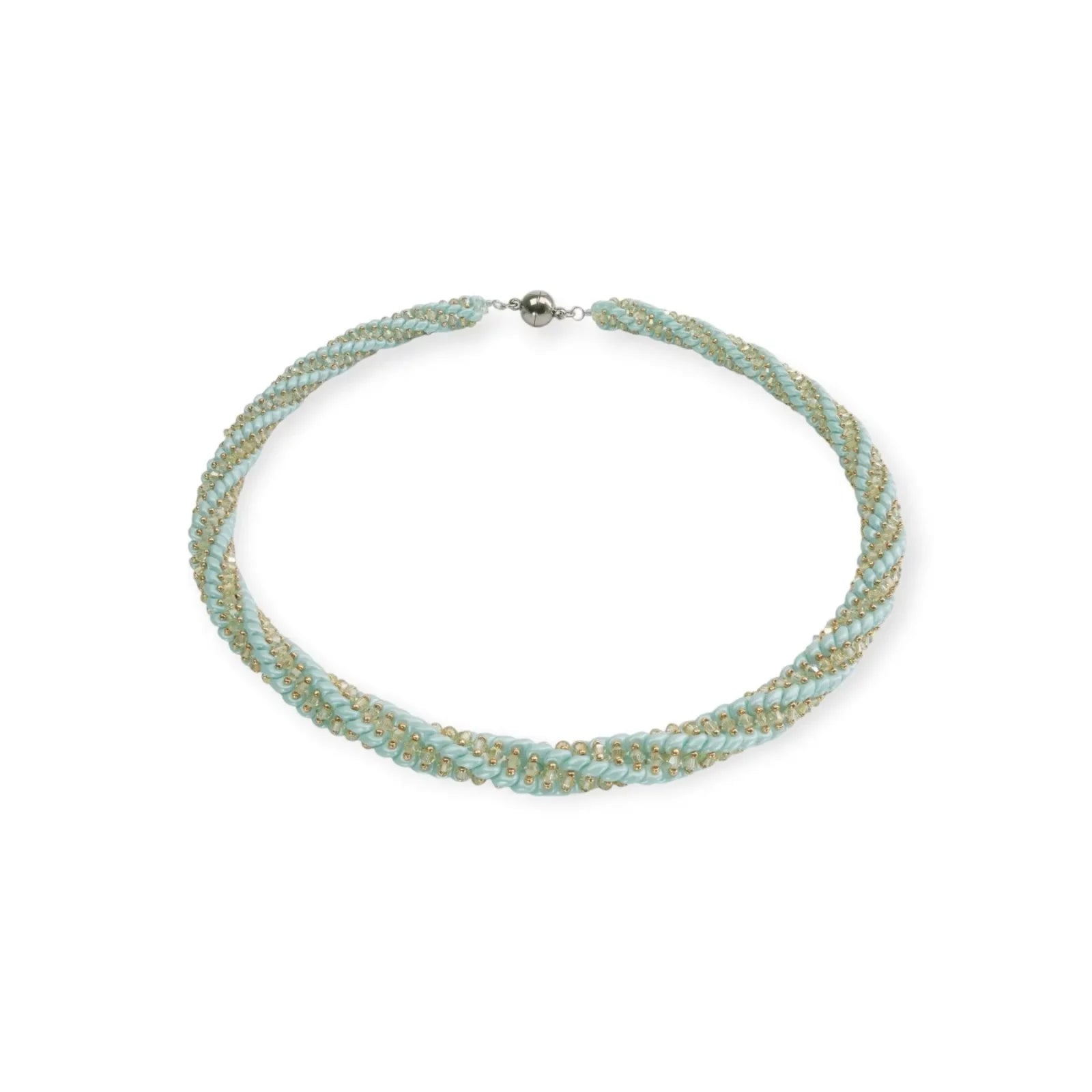 Spirale Halskette mit Twin Beads hellblau - Perlenmieze