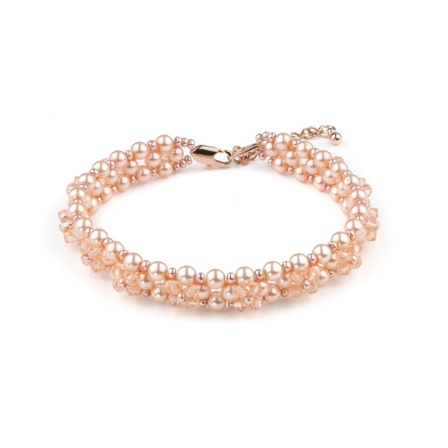 Elegantes Light Peach Kristall Perlen Armband Mit Schimmernder Perlmuttbeschichtung Armband Perlenmieze