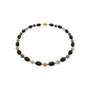 Falkenauge kette mit armband mit zarten schwarzen und erdfarbenen ovalperlen und goldfarbenem verschluss
