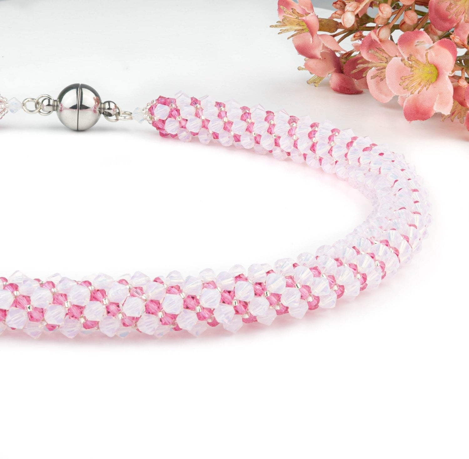 Festliche Kette in Rosé & Weiß Halskette Perlenmieze 