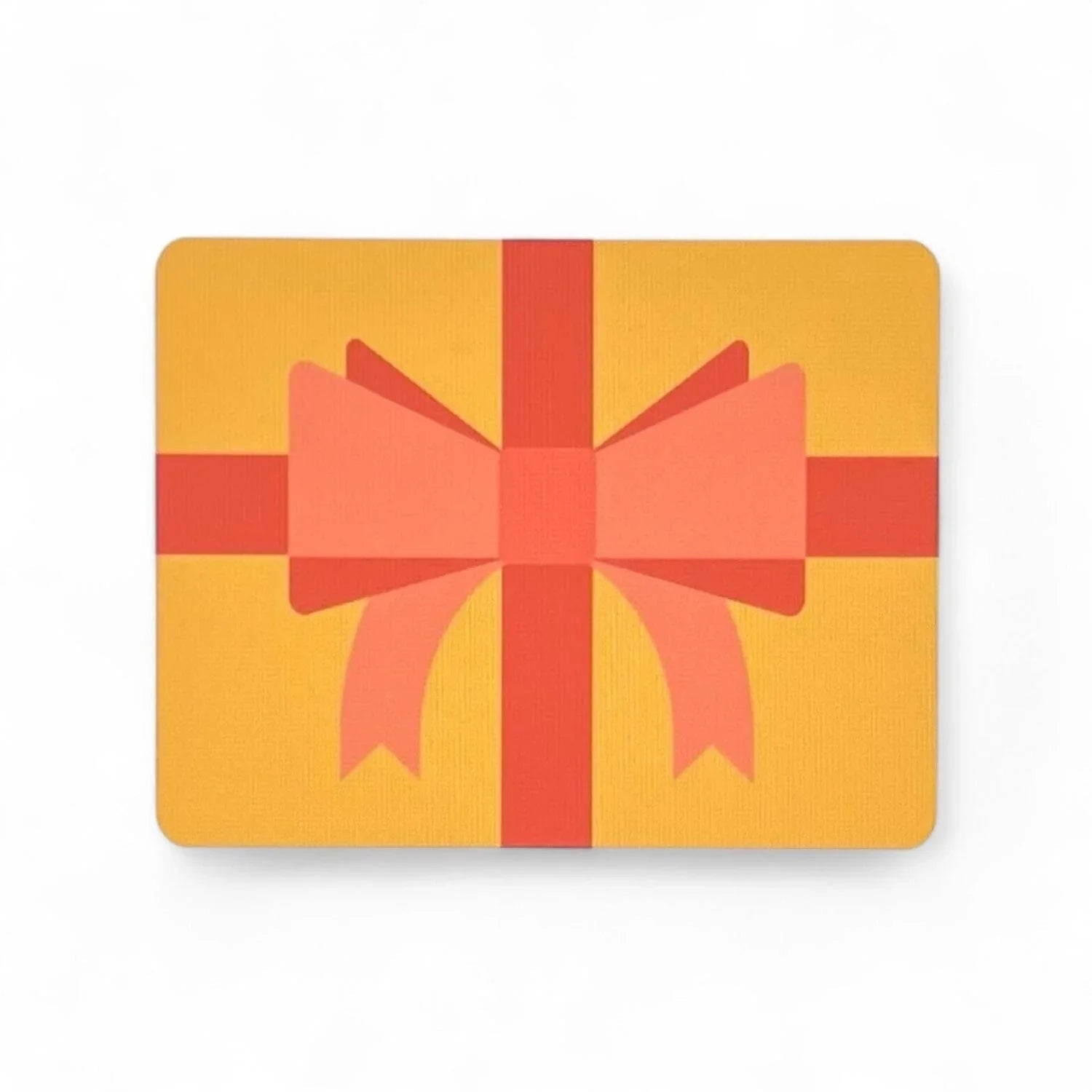 Geschenkkarte 35,00 € von Perlenmieze mit roter Schleife auf orangefarbenem Hintergrund, digitaler Gutschein für Schmuckflexibilität