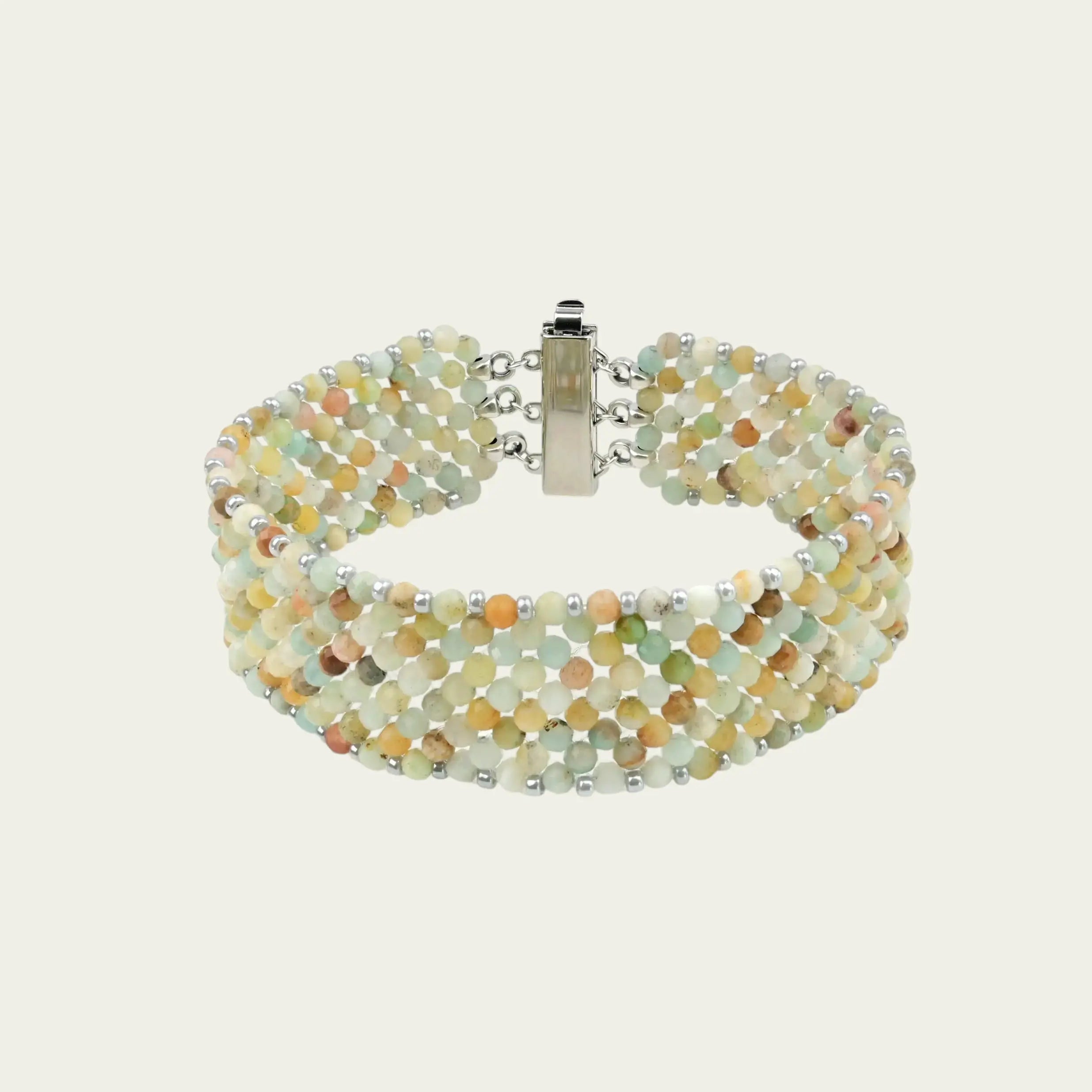 Breites armband aquamarin multicolor - perlenmieze