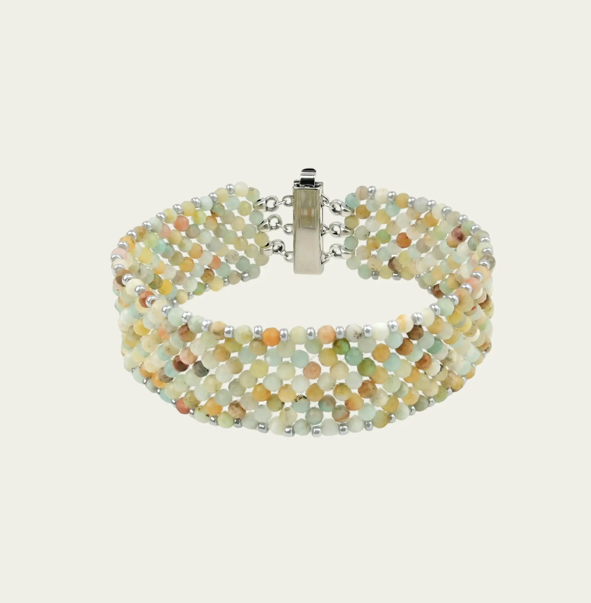 Breites armband aquamarin multicolor - perlenmieze