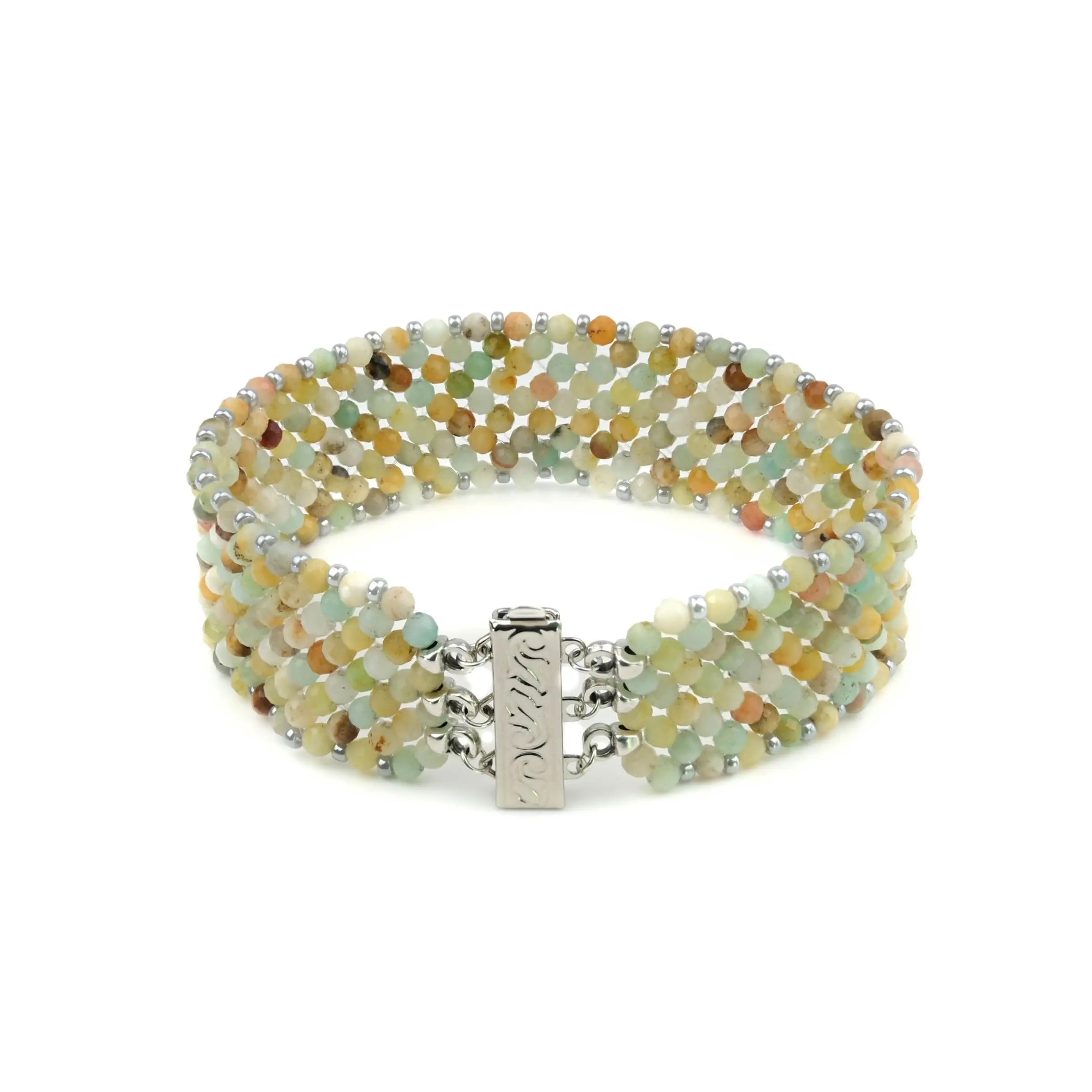 Gewebtes Armband Aquamarin Multicolor - Perlenmieze