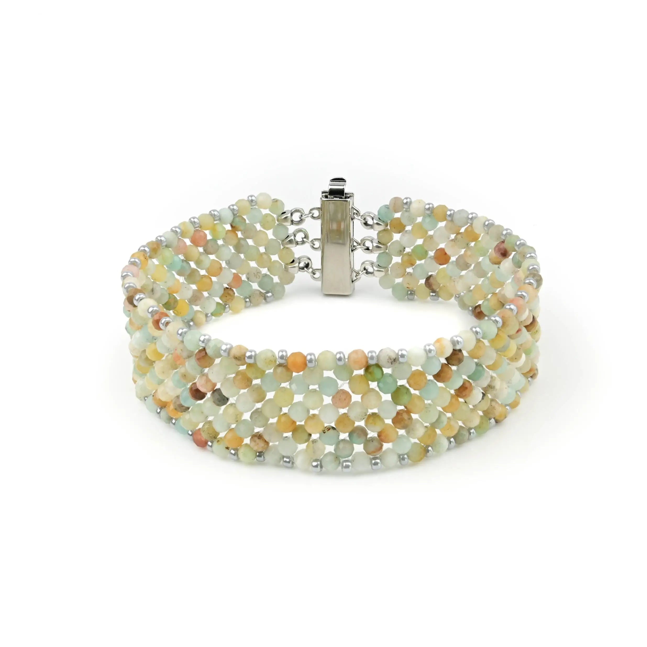Gewebtes Armband Aquamarin Multicolor - Perlenmieze