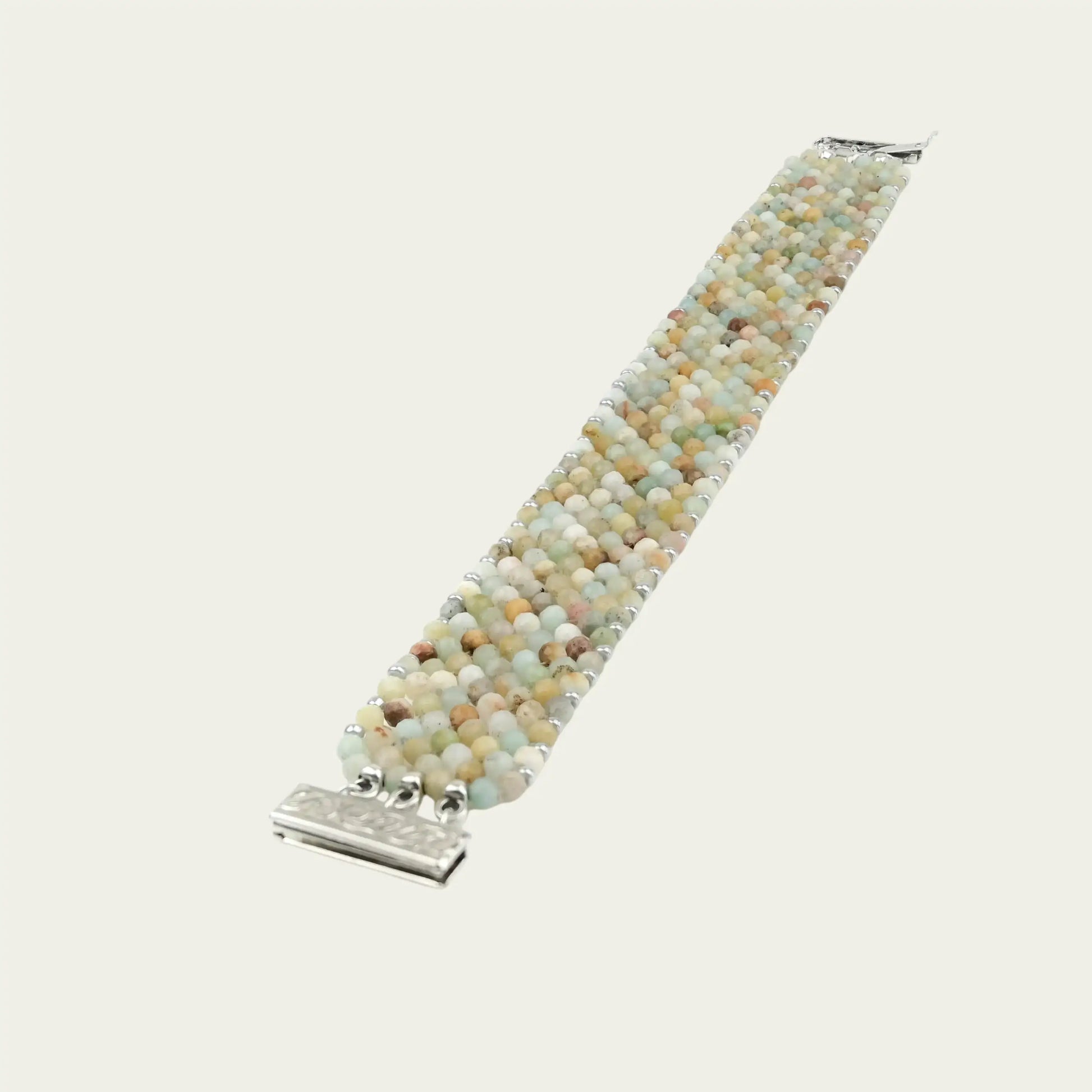 Breites armband aquamarin multicolor - perlenmieze