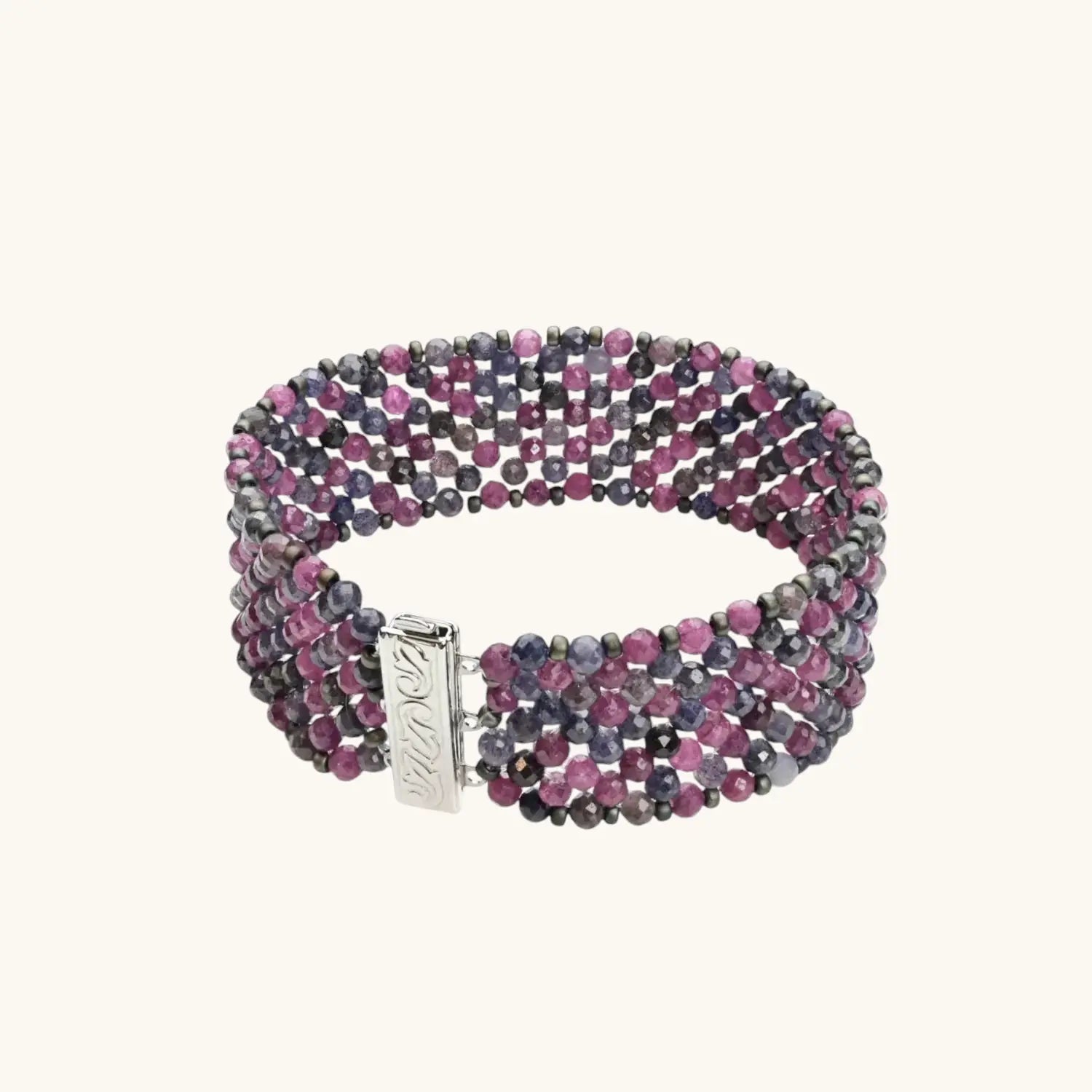 Gewebtes armband saphire rubin - perlenmieze