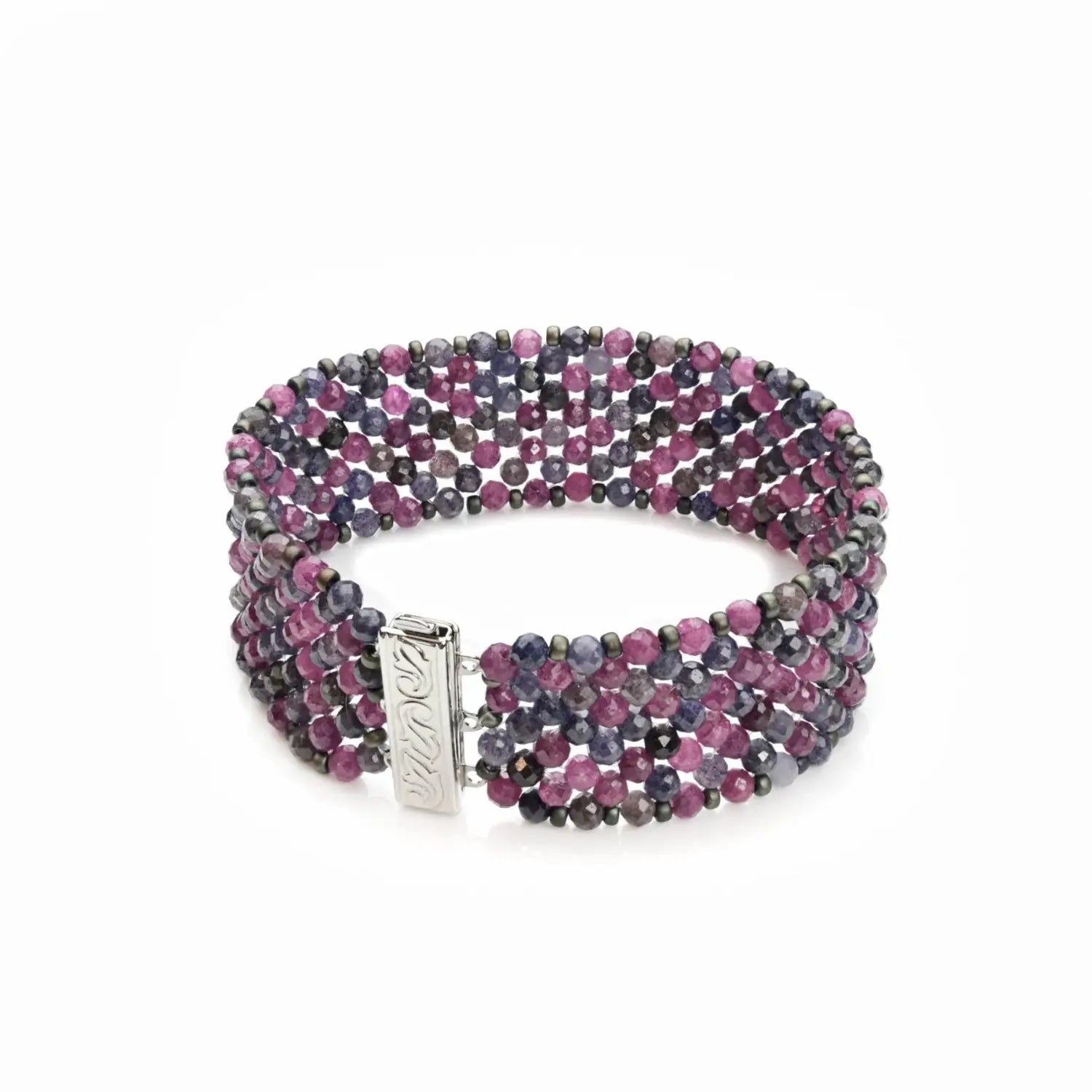 Gewebtes Armband Saphire Rubin - Perlenmieze