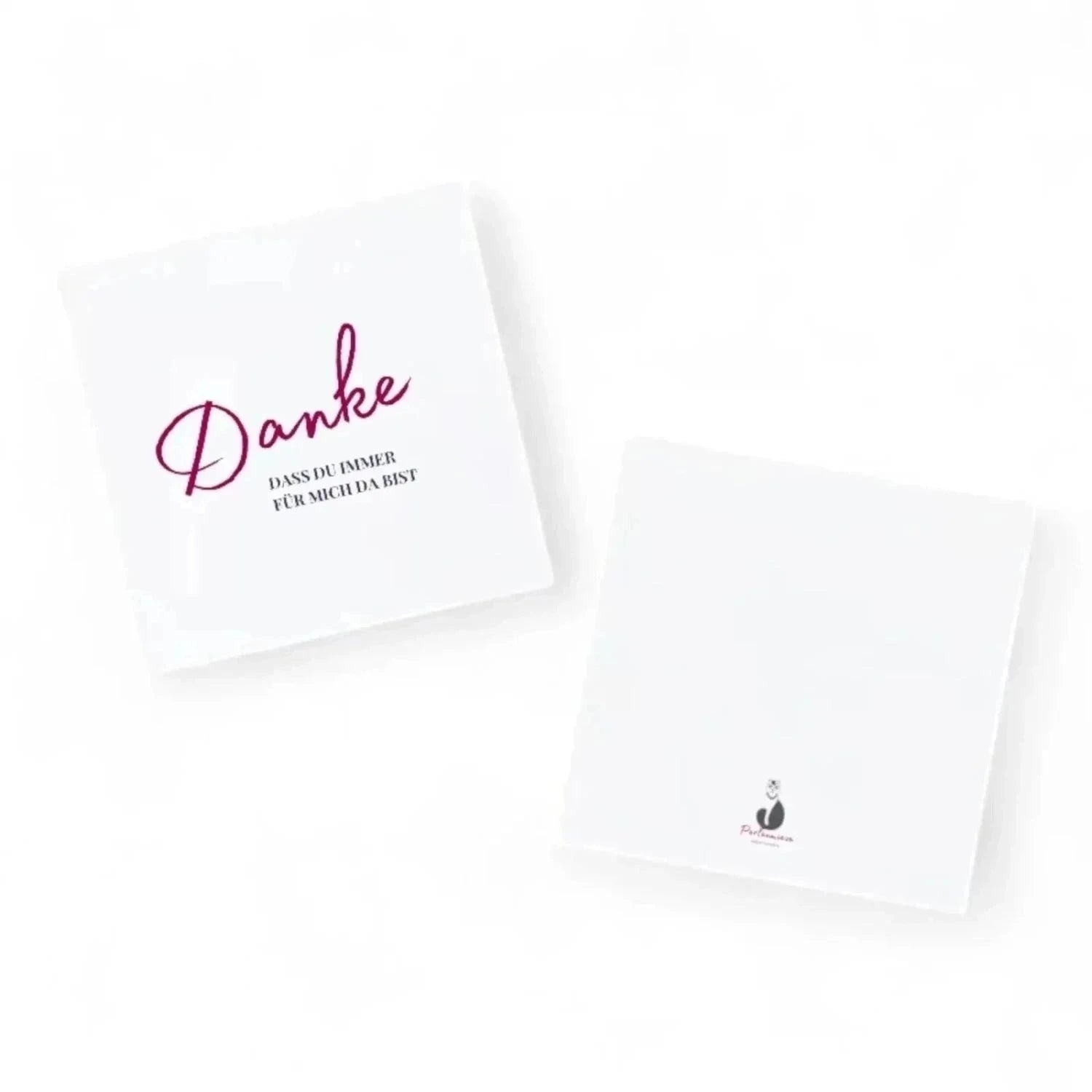 Grußkarte Danke mit handschriftlichem Schriftzug und Platz für persönliche Nachricht auf mattiertem Premiumpapier