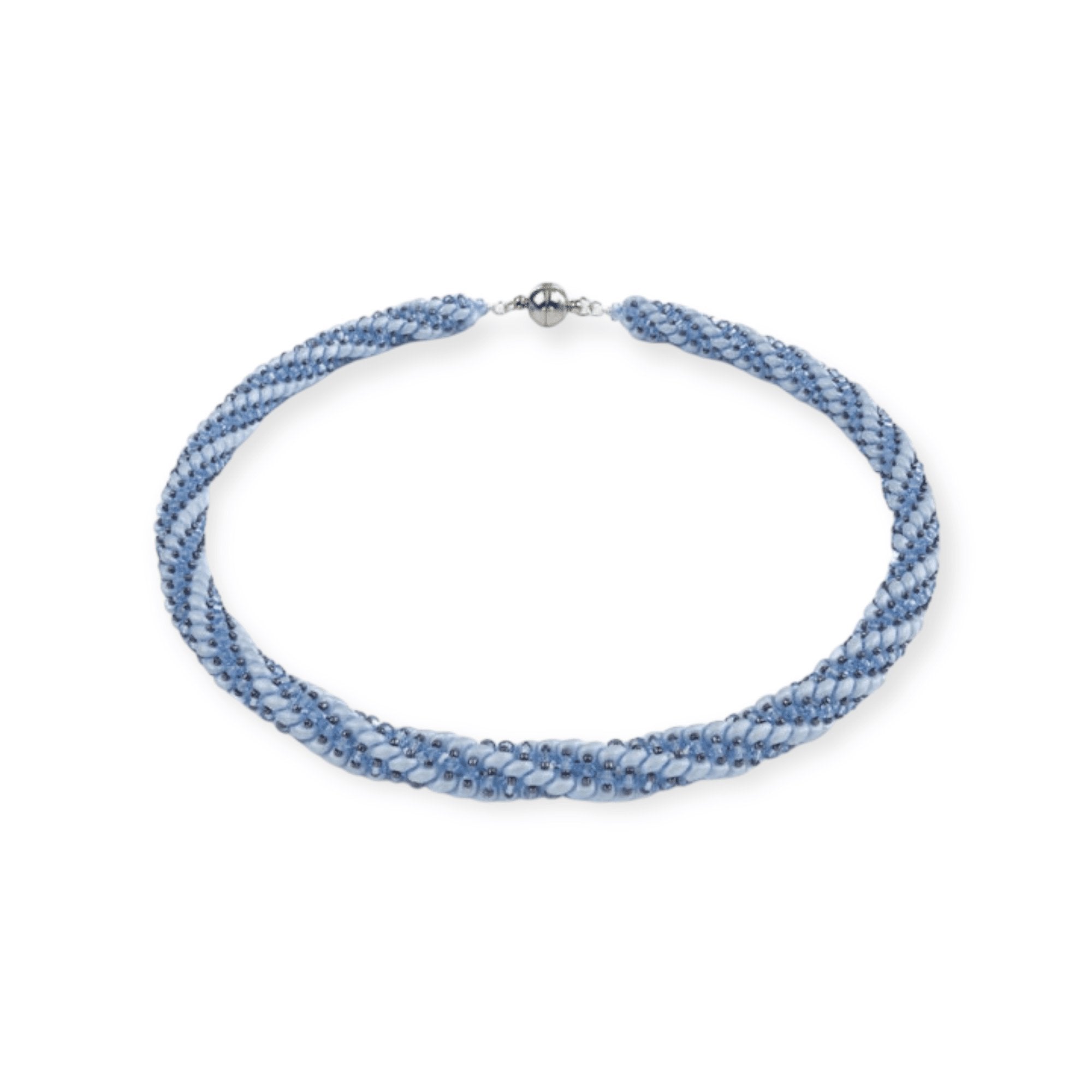Hellblaue Kette Spirale mit Kristallen