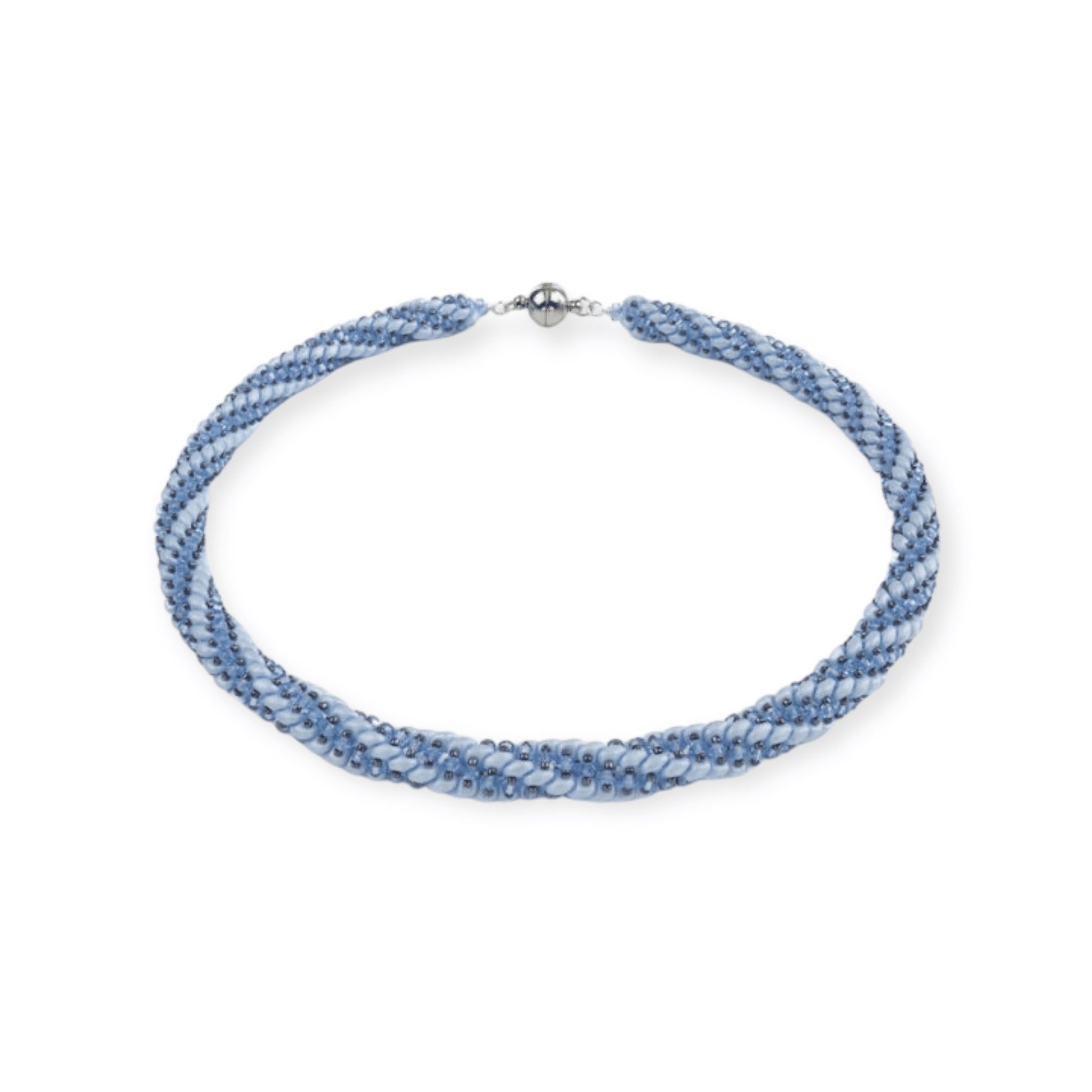 Hellblaue Kette Spirale mit Kristallen