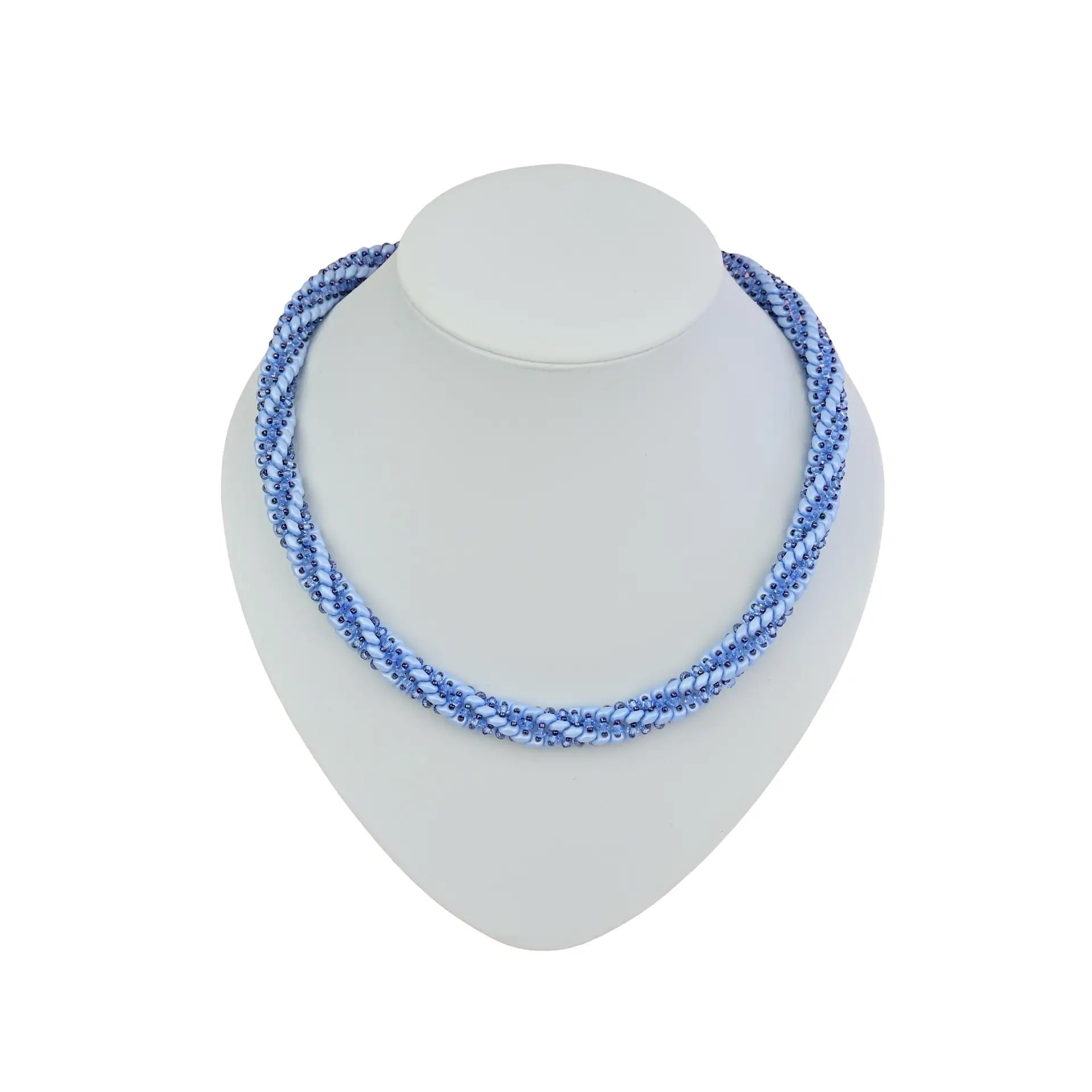 Hellblaue Kette Spirale mit Kristallen - Perlenmieze