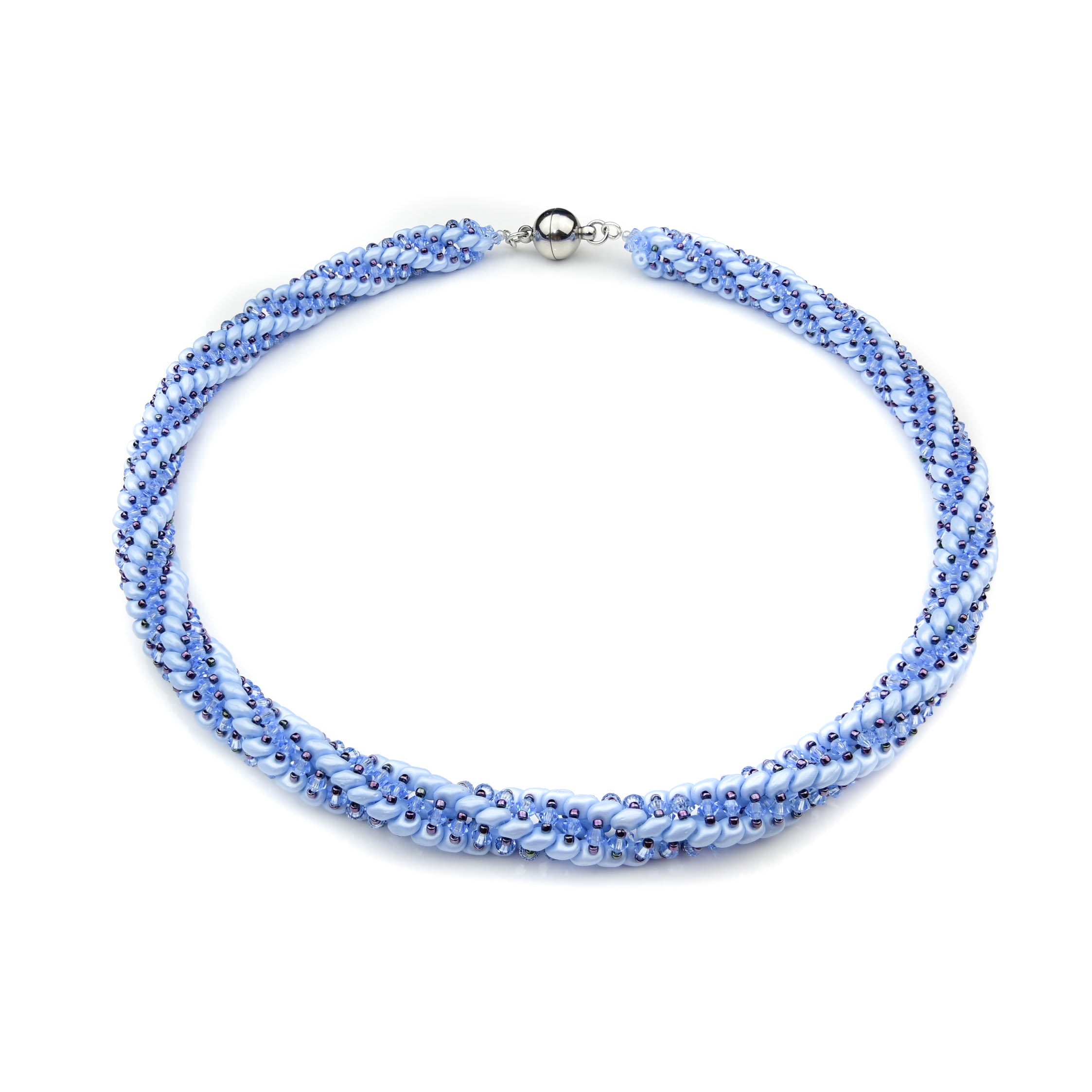 Hellblaue Kette Spirale mit Kristallen