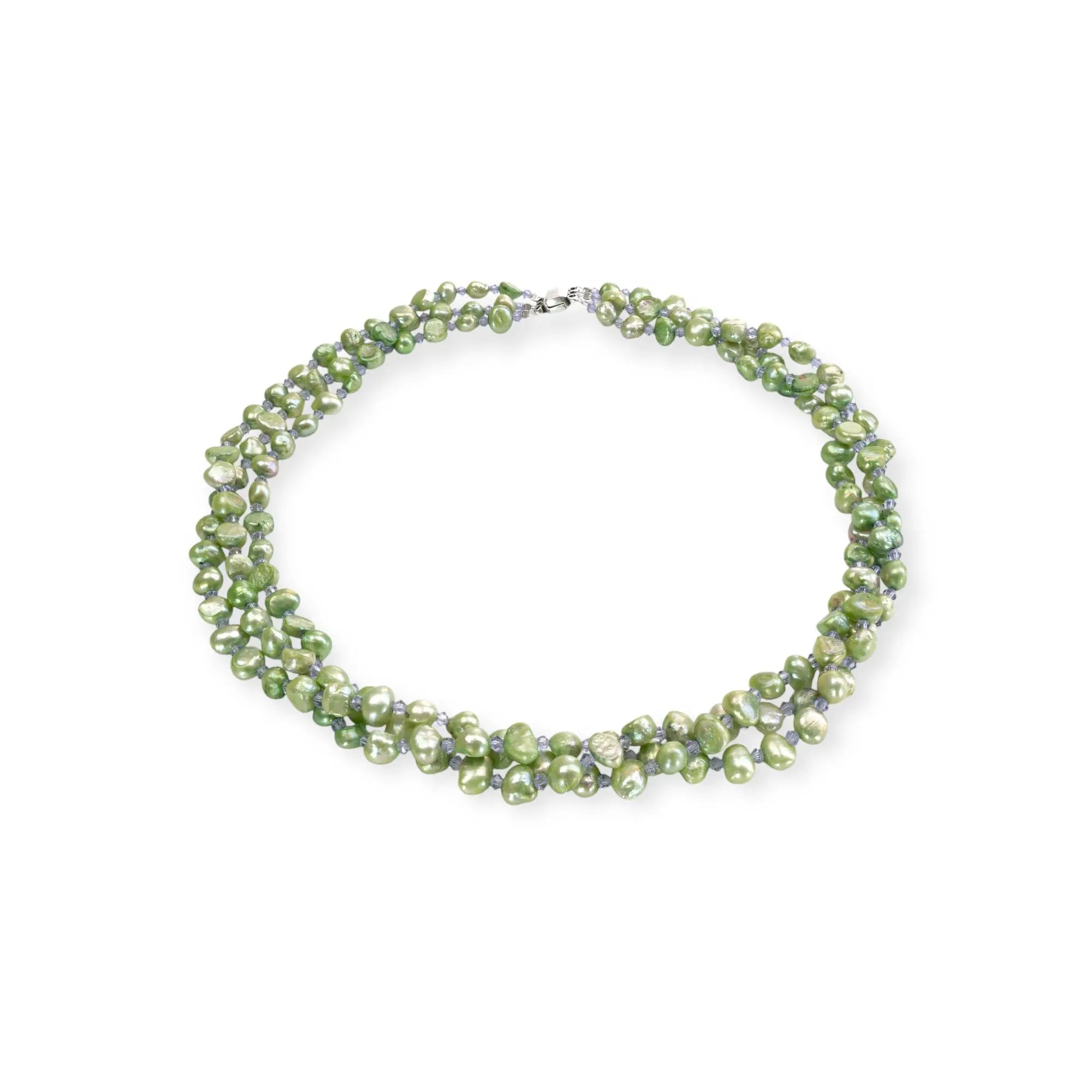 Hellgrüne Süßwasser Perlenkette Halskette Perlenmieze