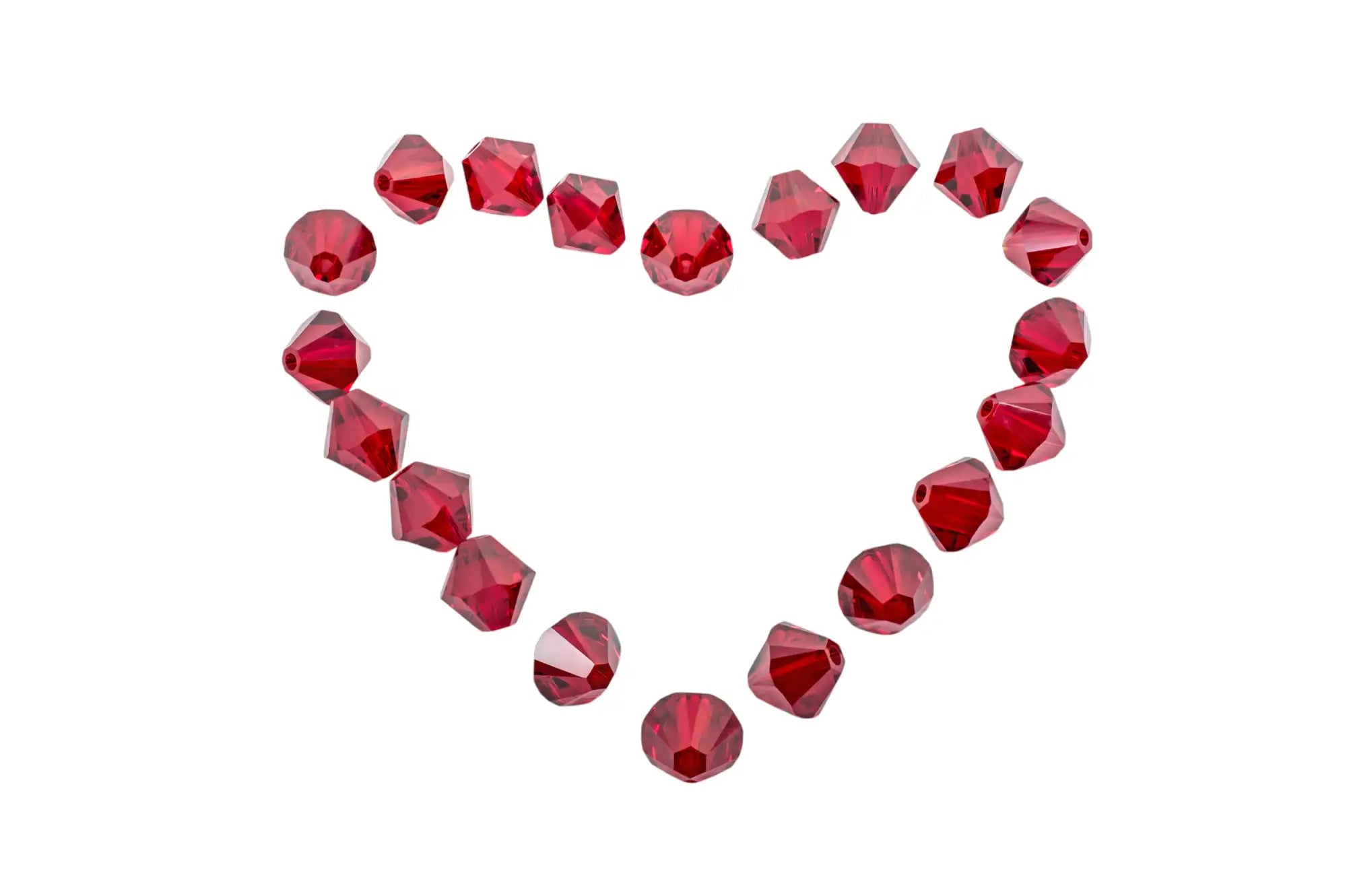 Herz aus losen Kristallperlen Rot