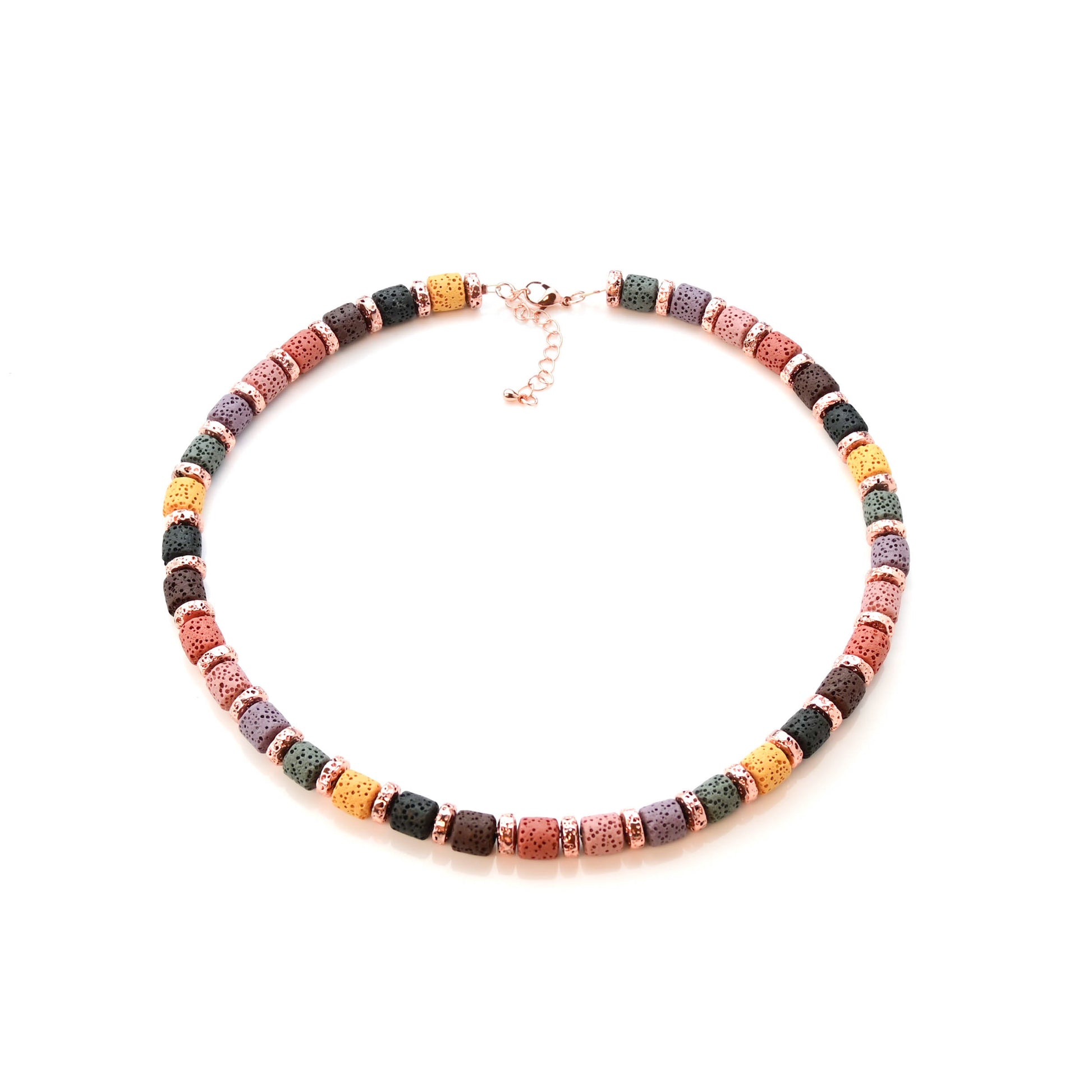 Kette aus Lavastein bunt Halskette Perlenmieze